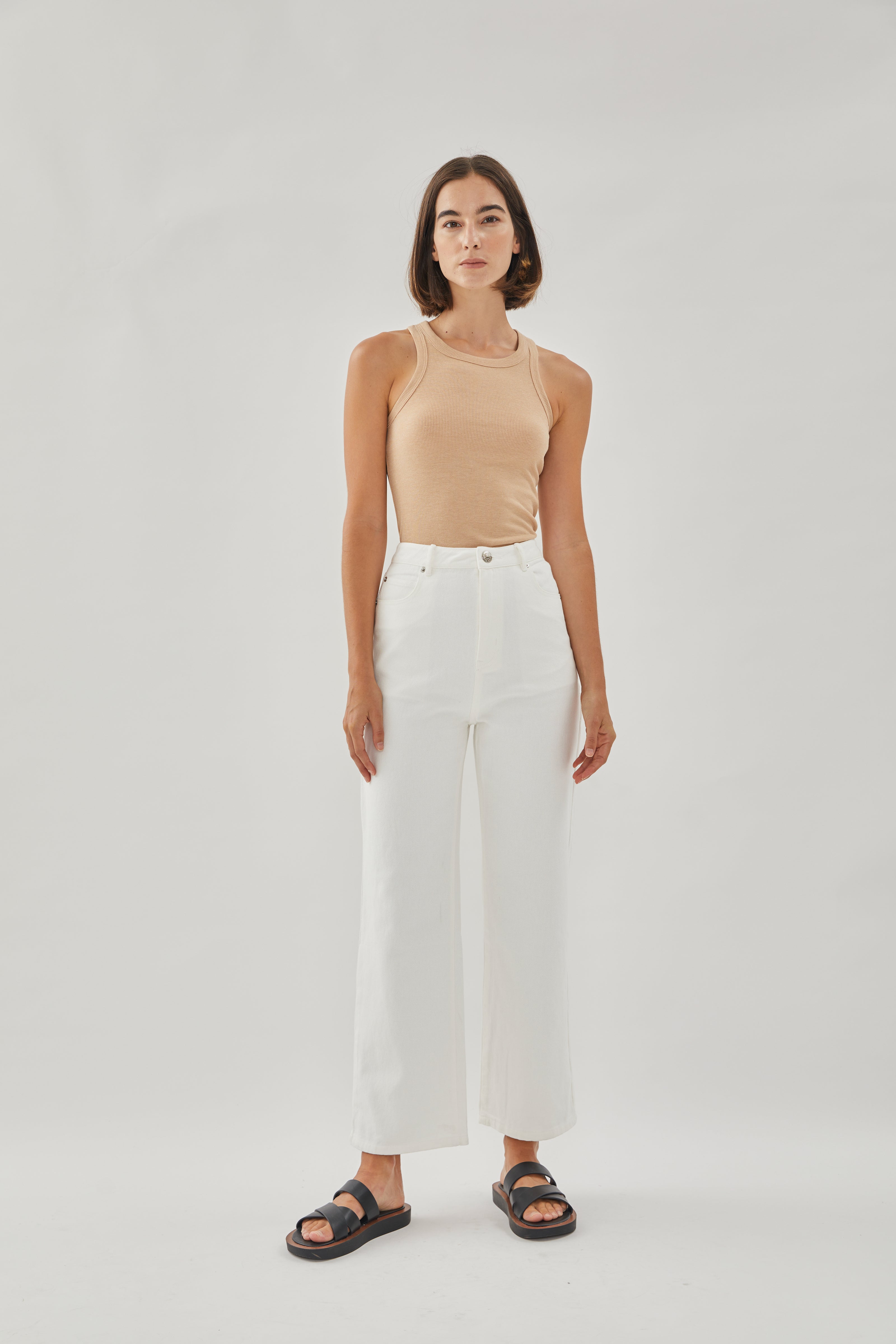 Lightweight Straight Jeans in White