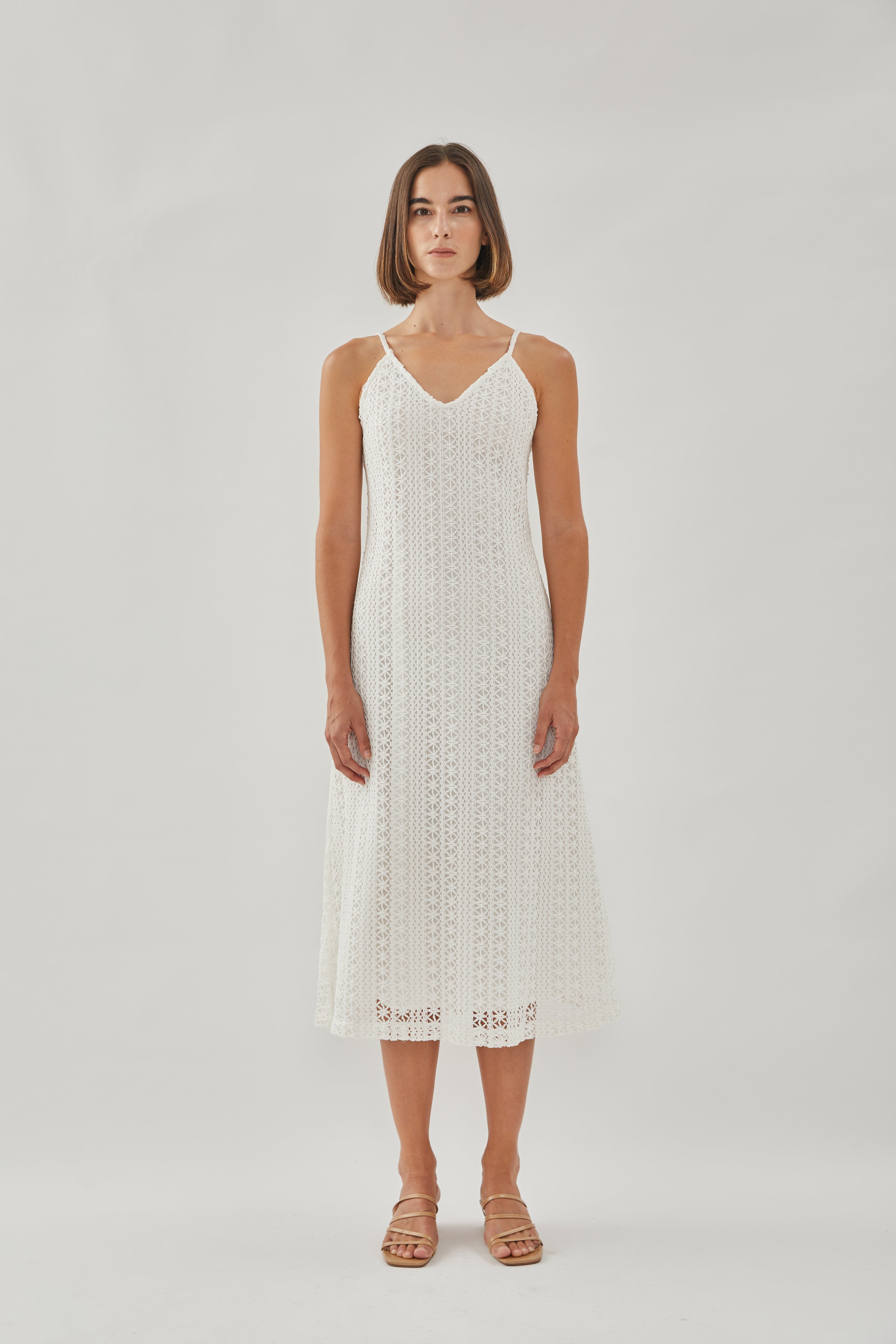 V Neck Crochet Slip Dress