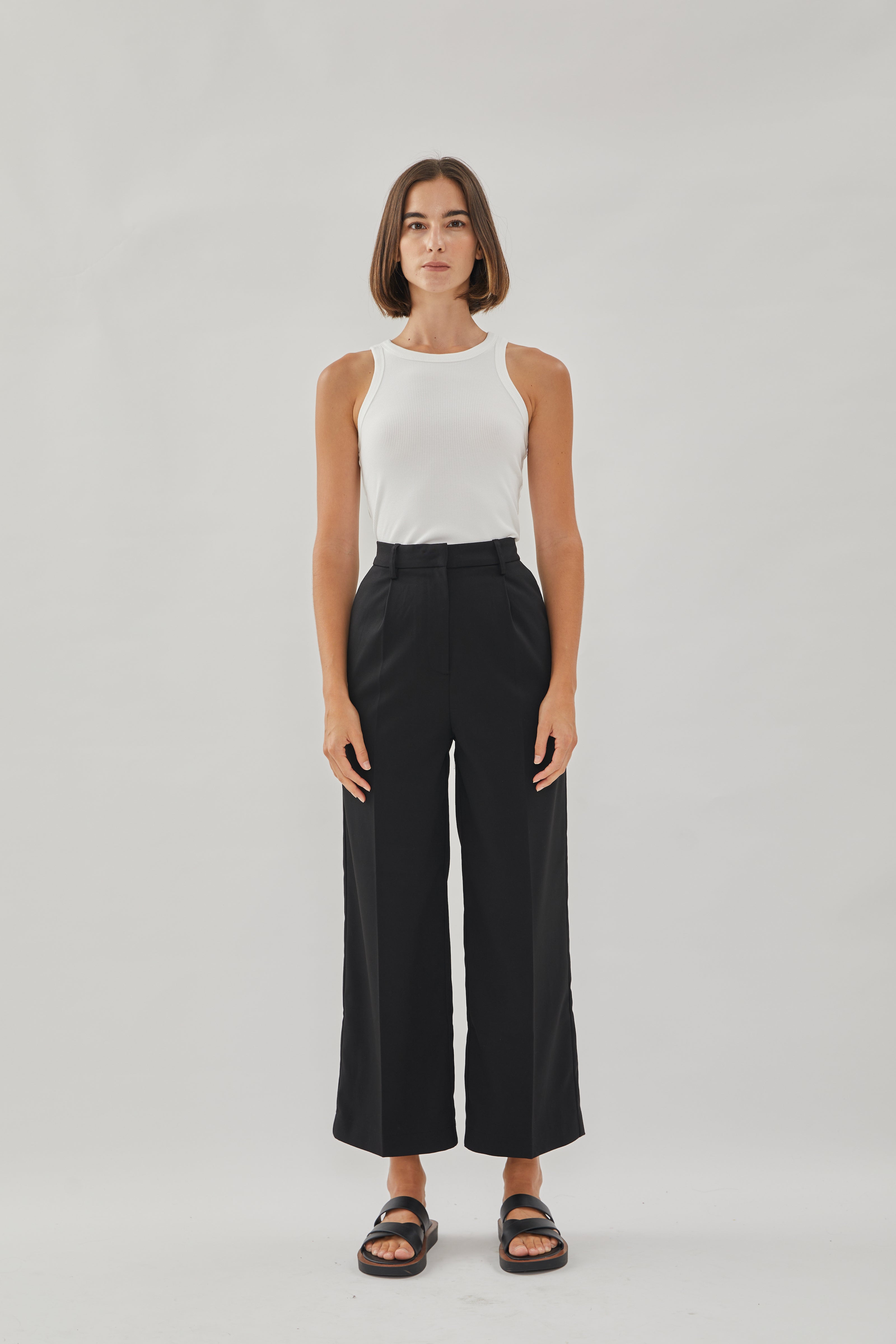 Wide Suit Trousers in Black