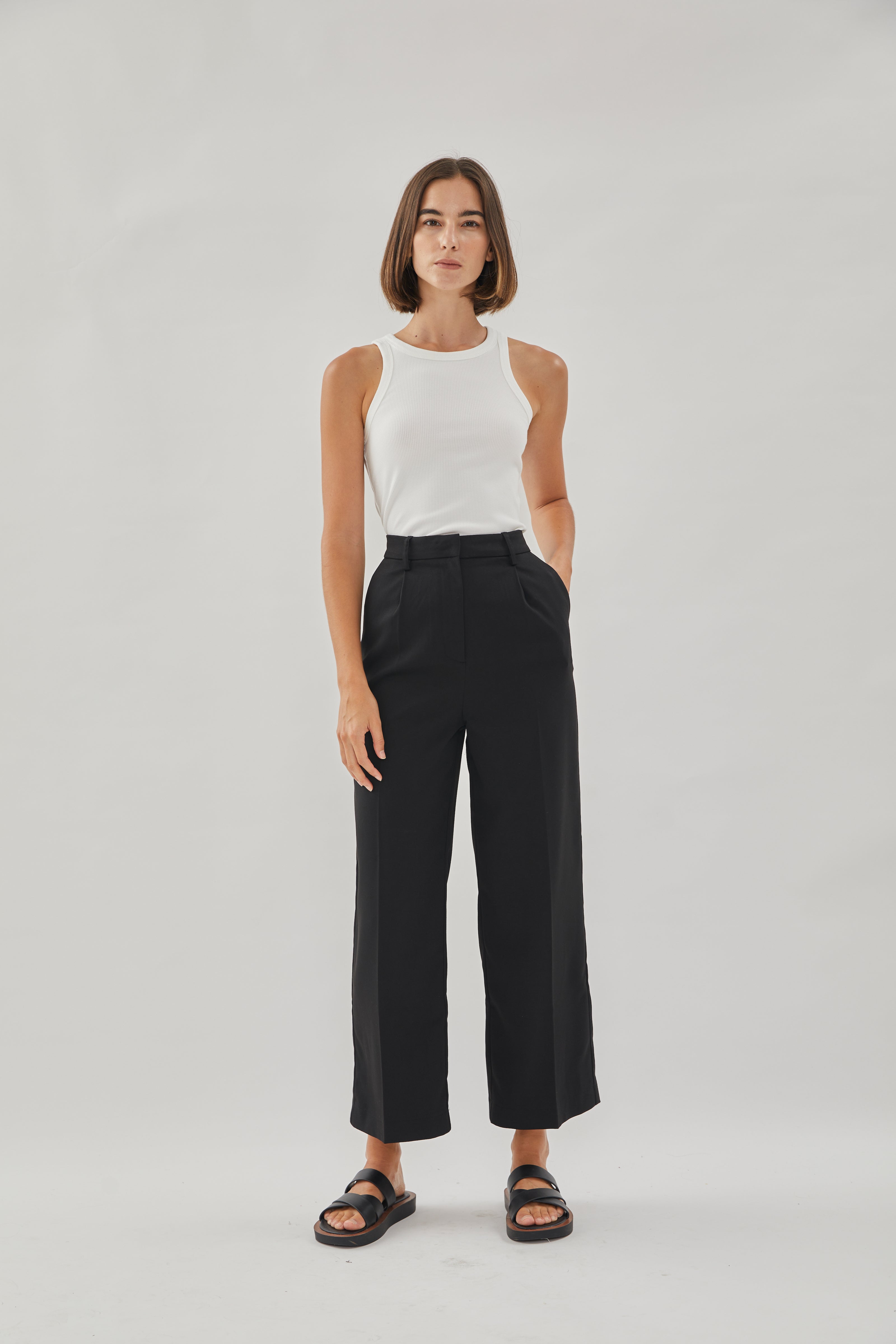 Wide Suit Trousers in Black