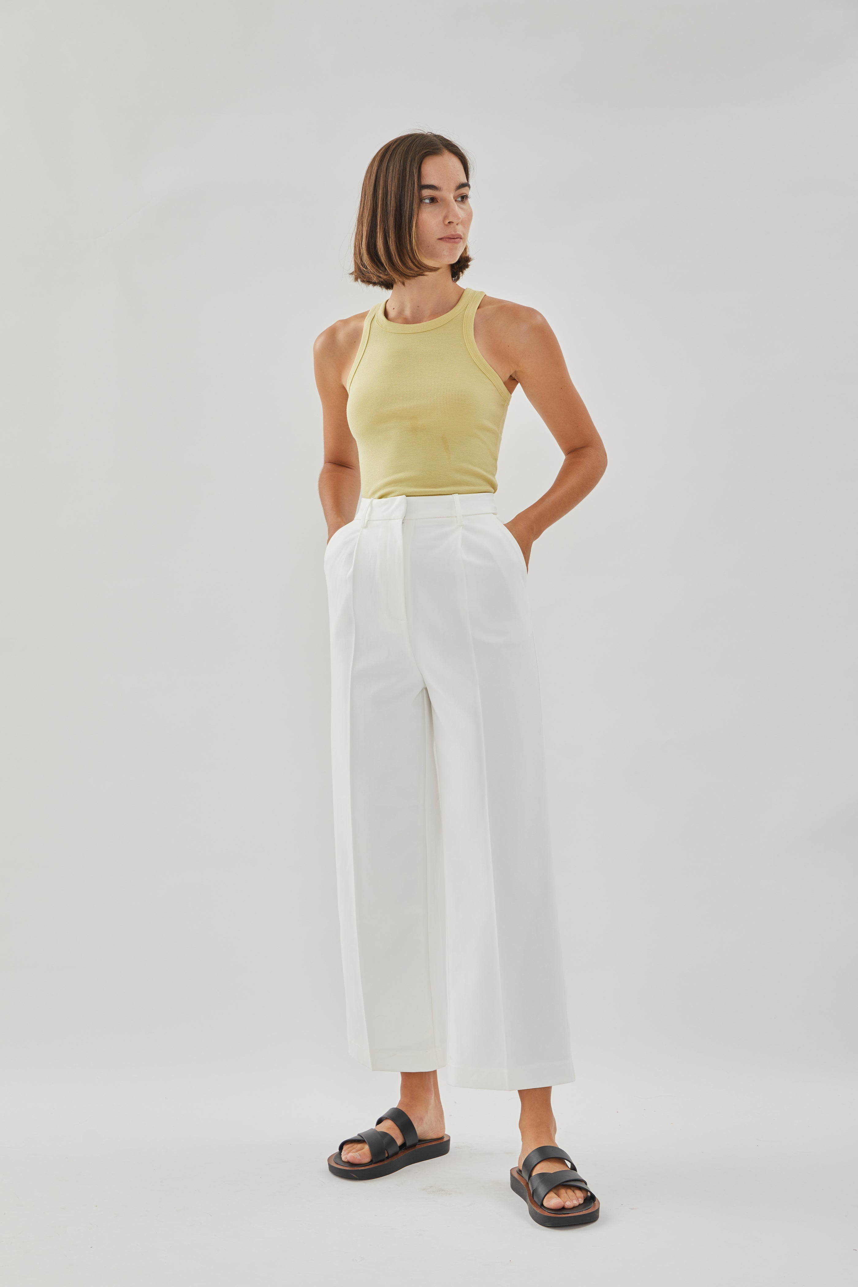 Wide Suit Trousers in White