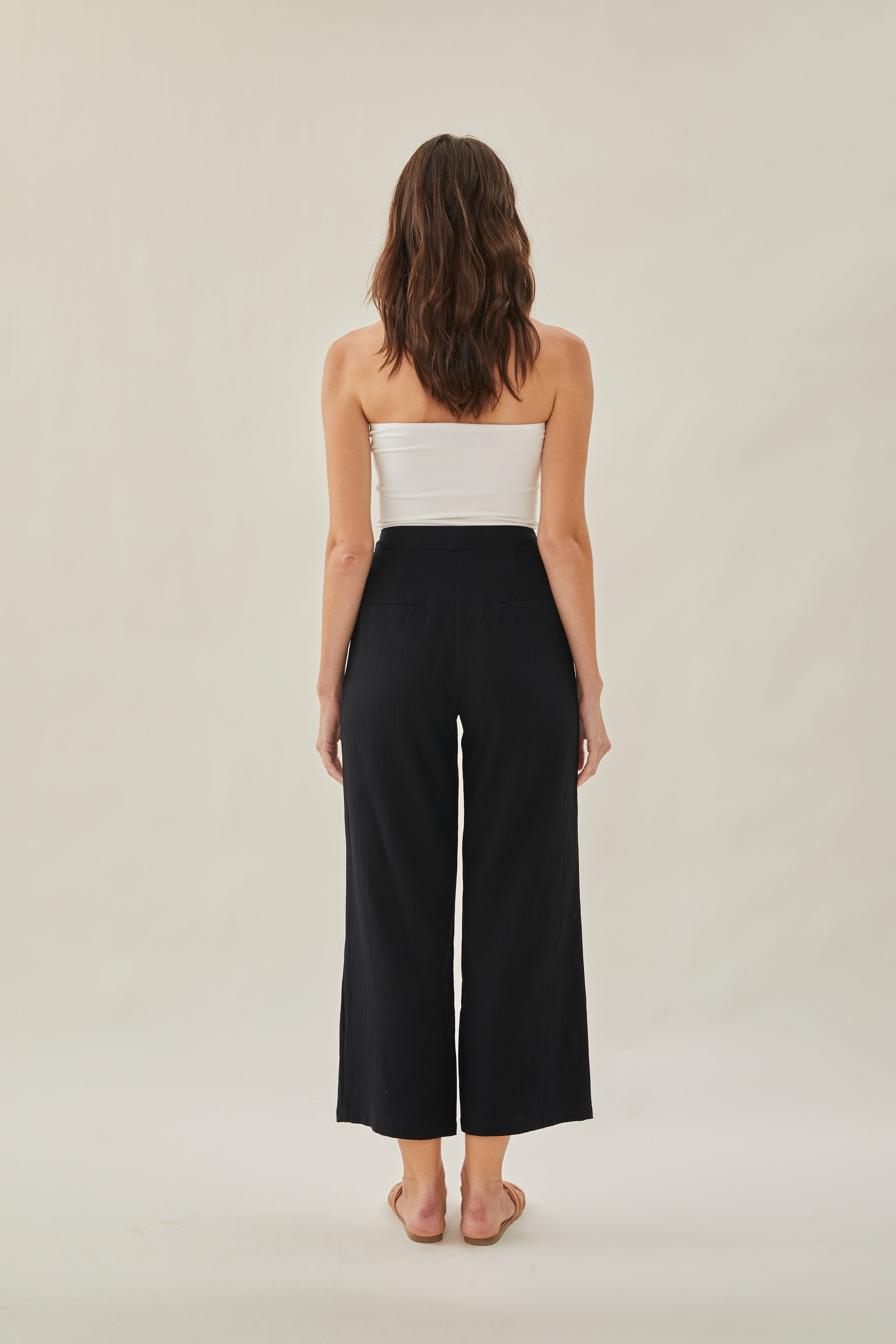 Cotton Pleated Trouser in Black