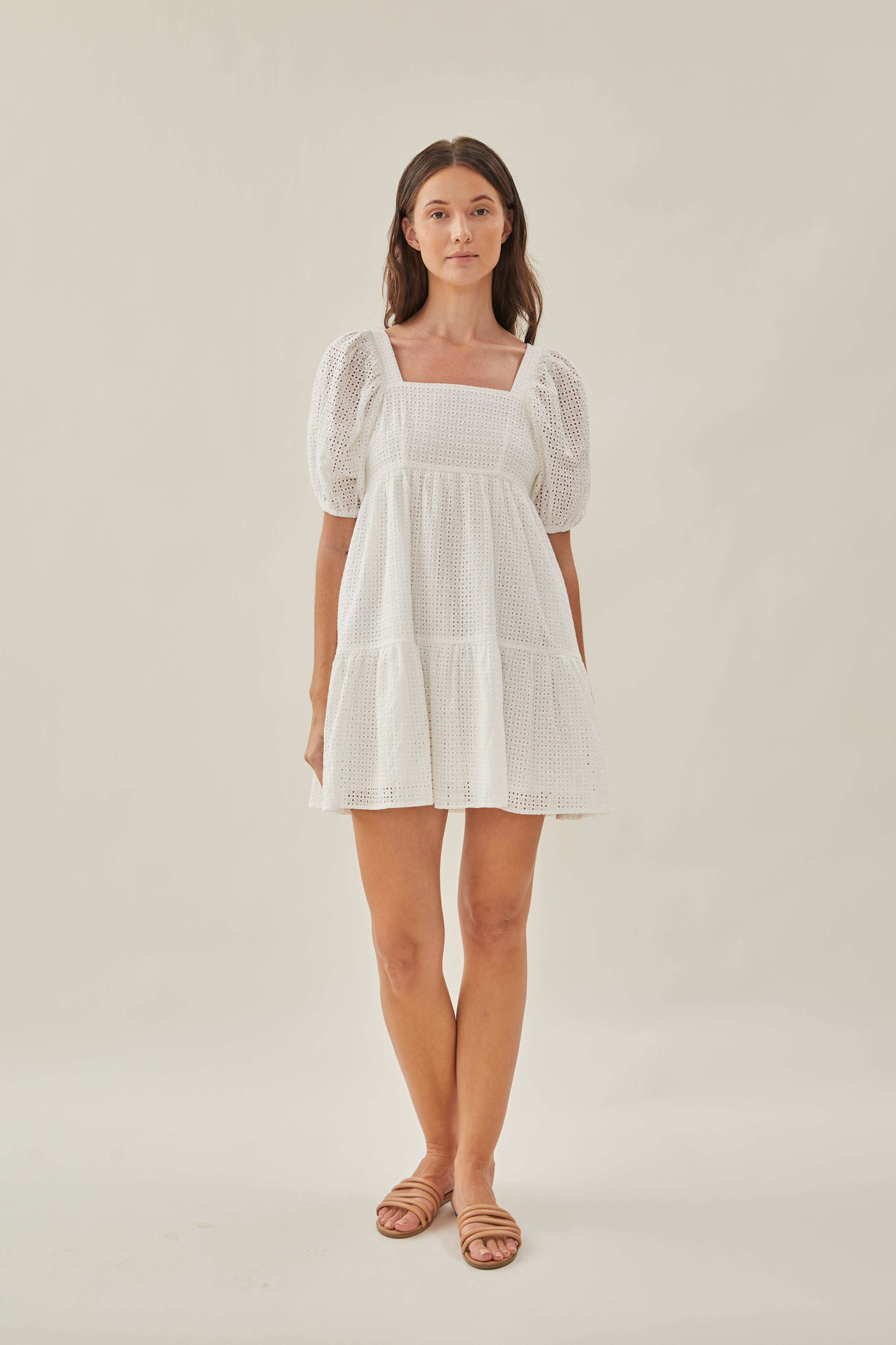 Maha Crochet Square Neck Mini Dress