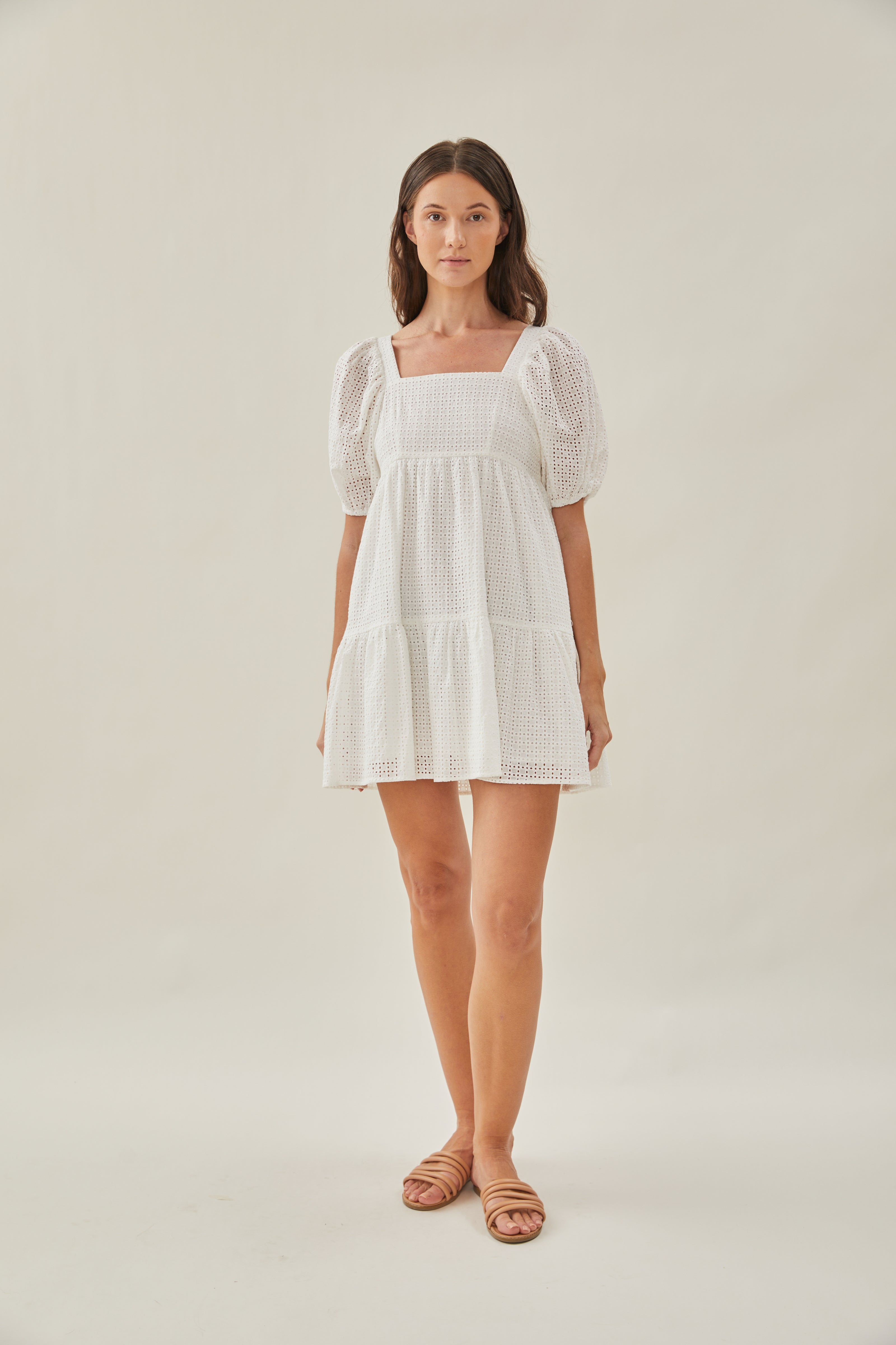 Maha Crochet Square Neck Mini Dress