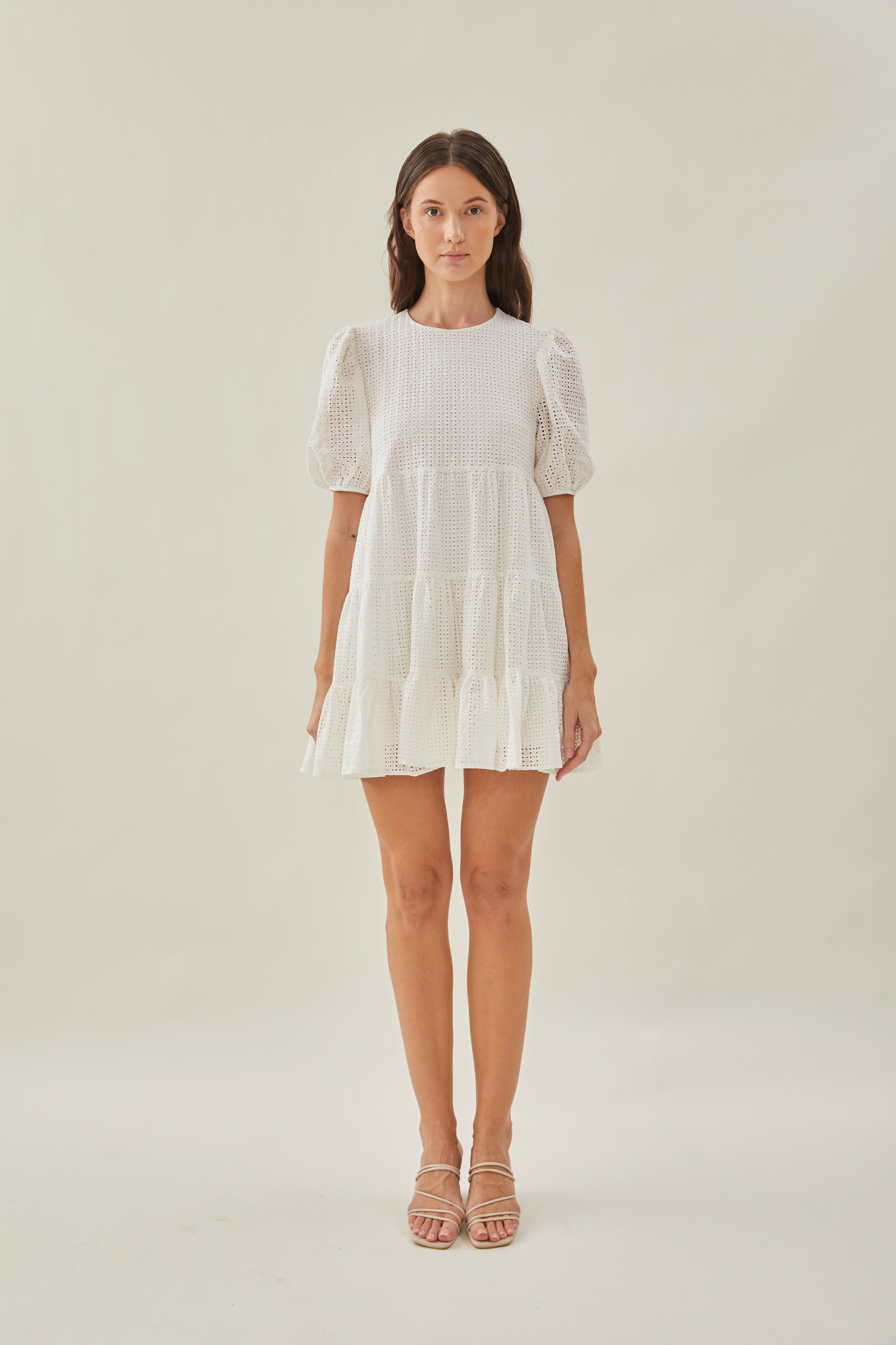 Maha Crochet Puffed Sleeved Mini Dress