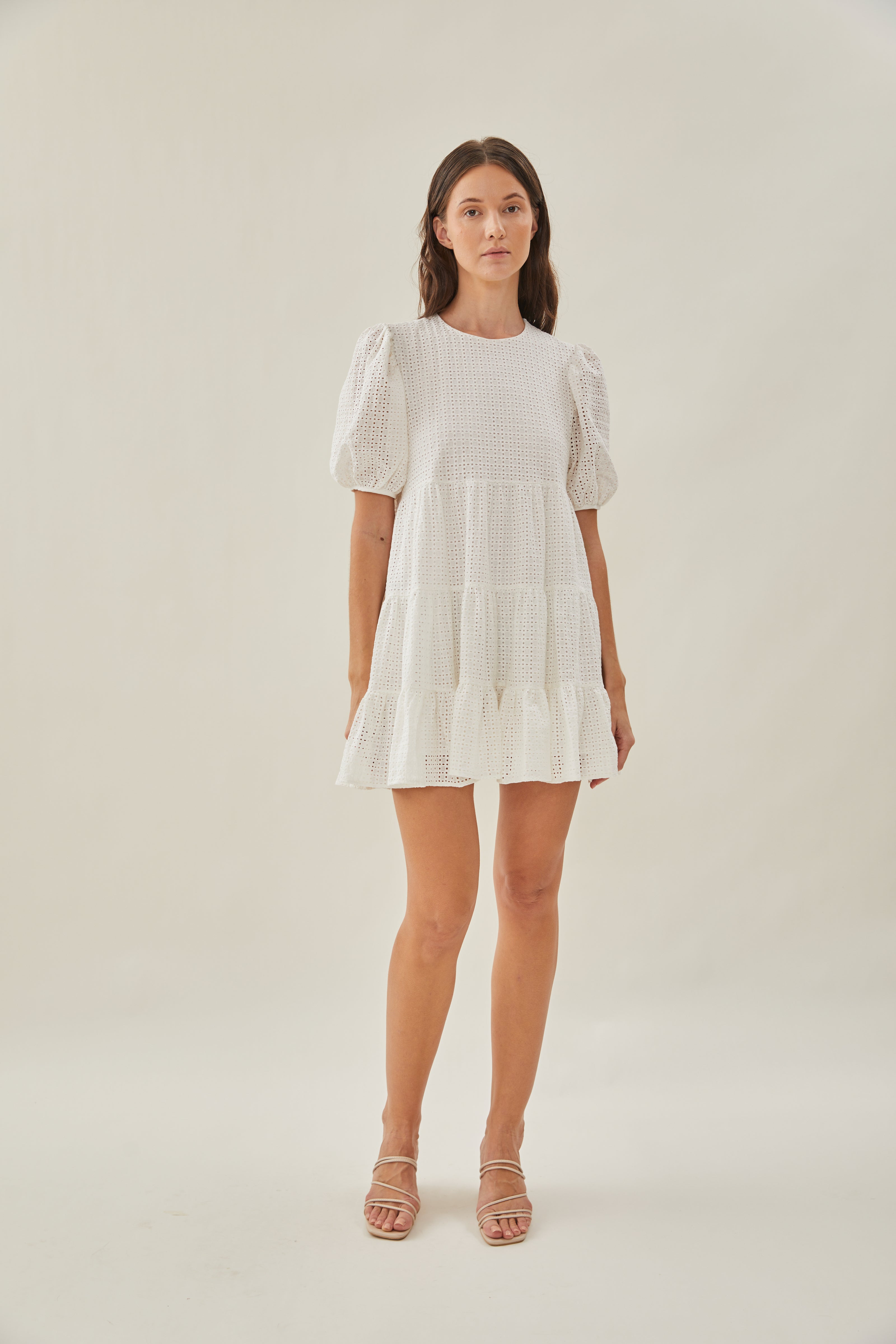 Maha Crochet Puffed Sleeved Mini Dress