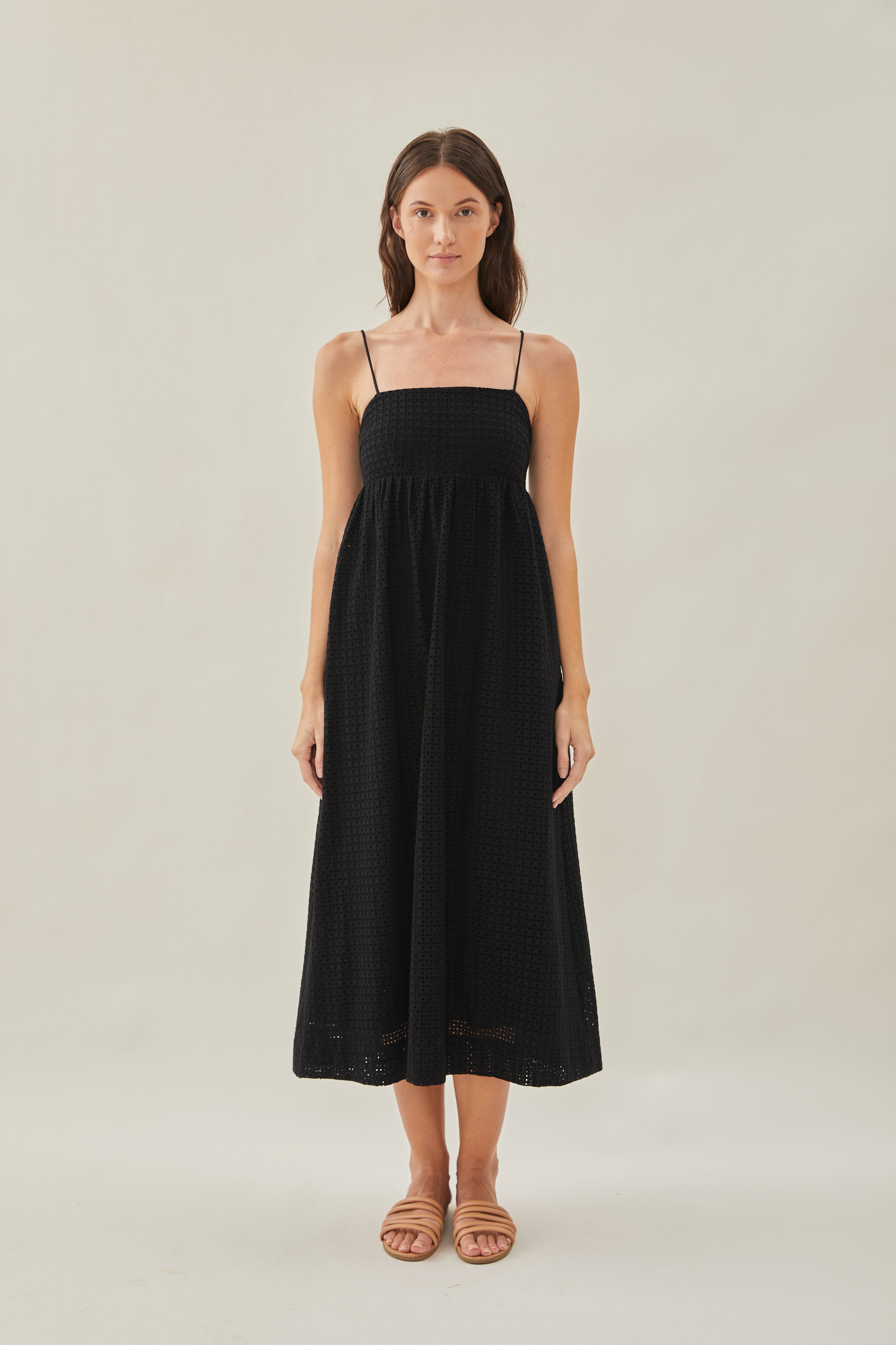 Maha Crochet Cami Midi Dress in Black