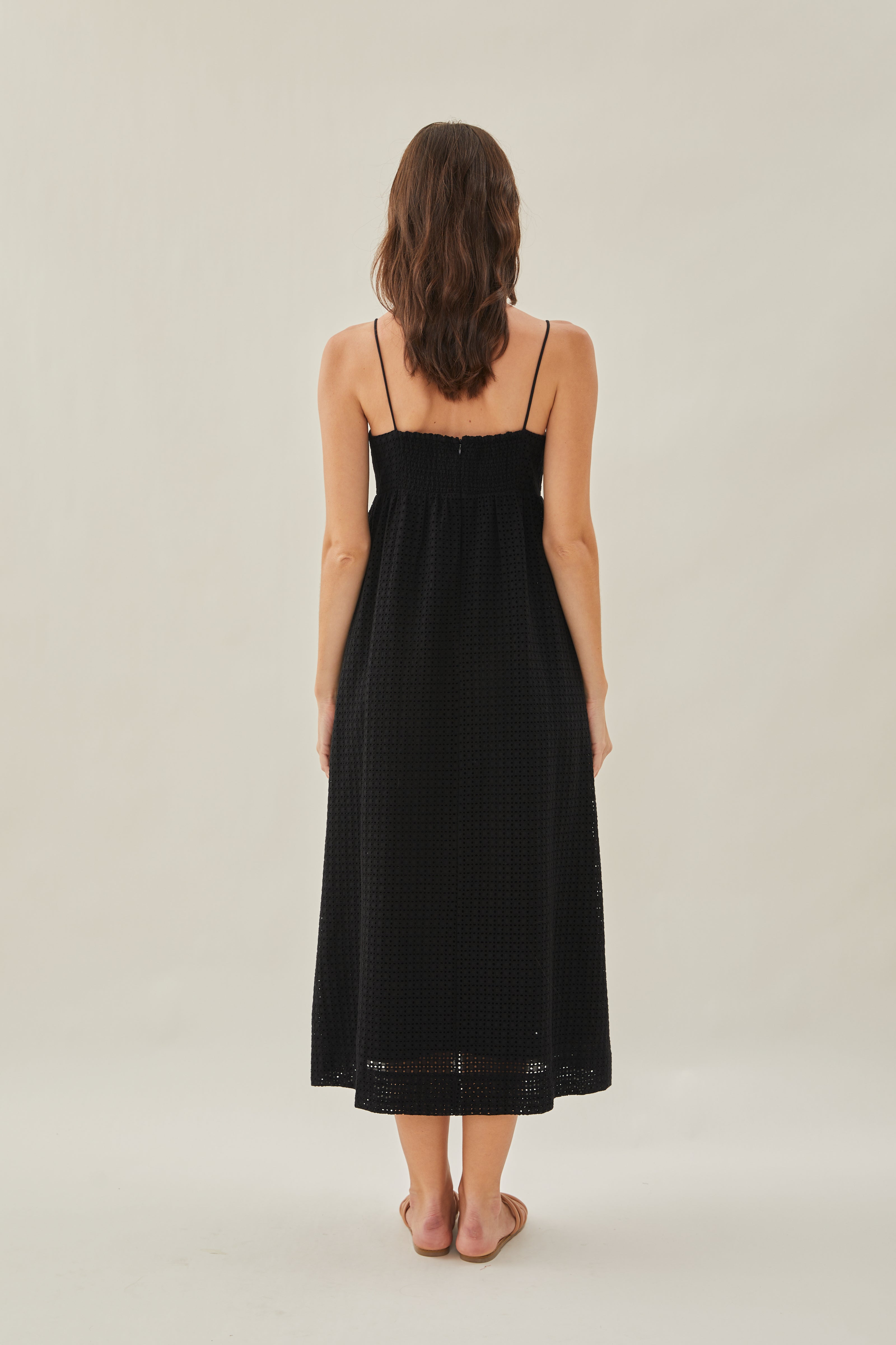 Maha Crochet Cami Midi Dress in Black