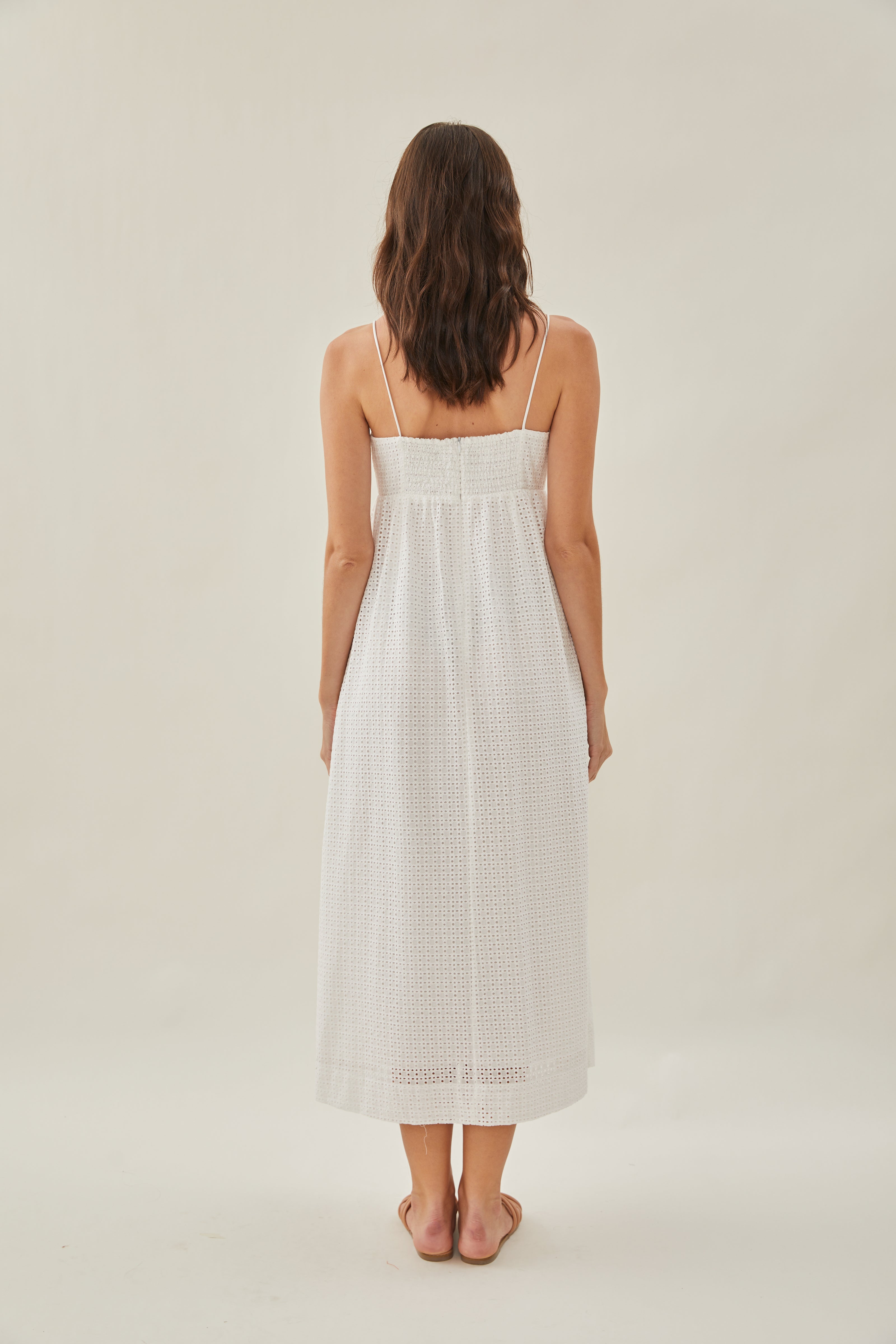 Maha Crochet Cami Midi Dress in White