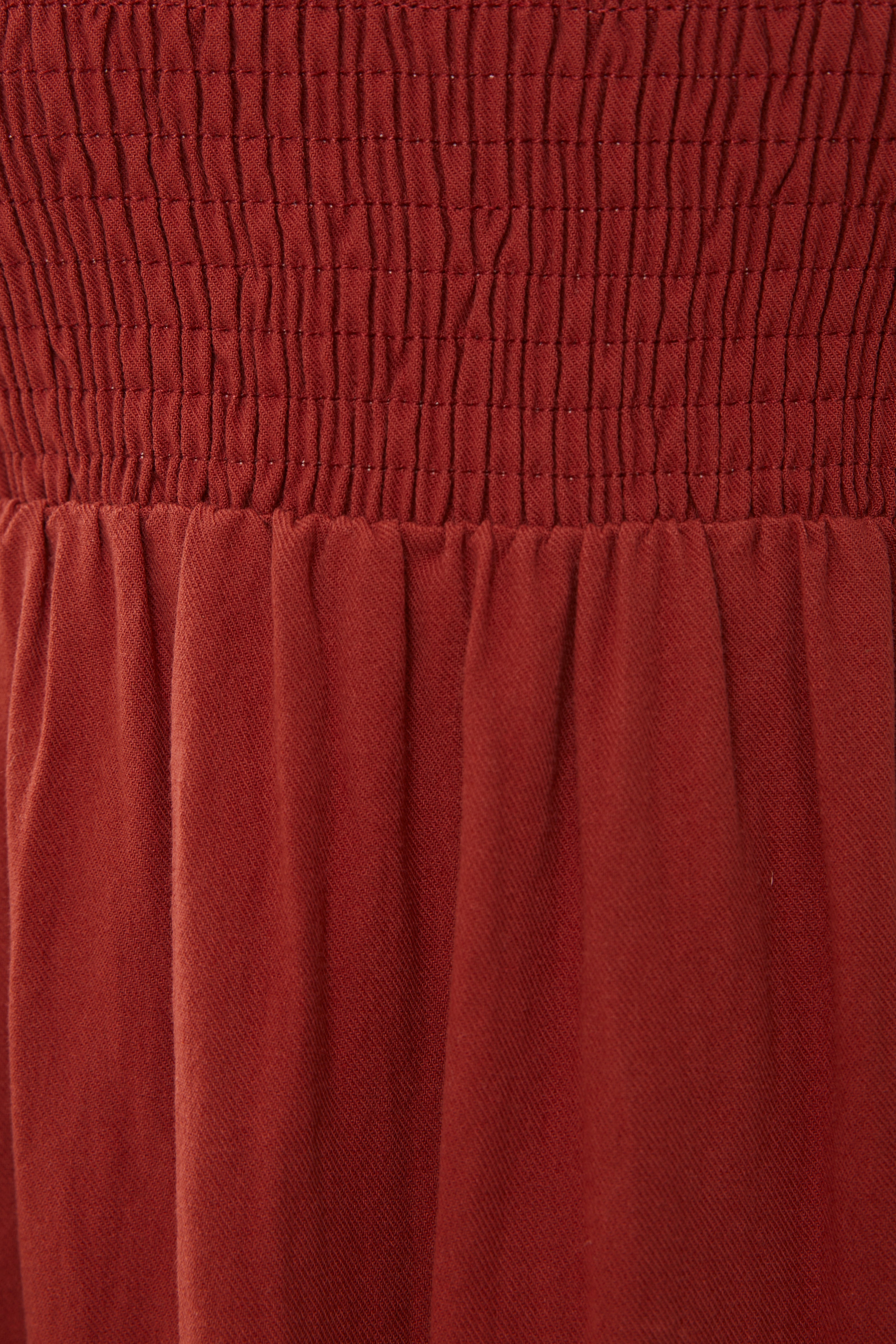 Cotton Shirred Midi Dress in Sienna