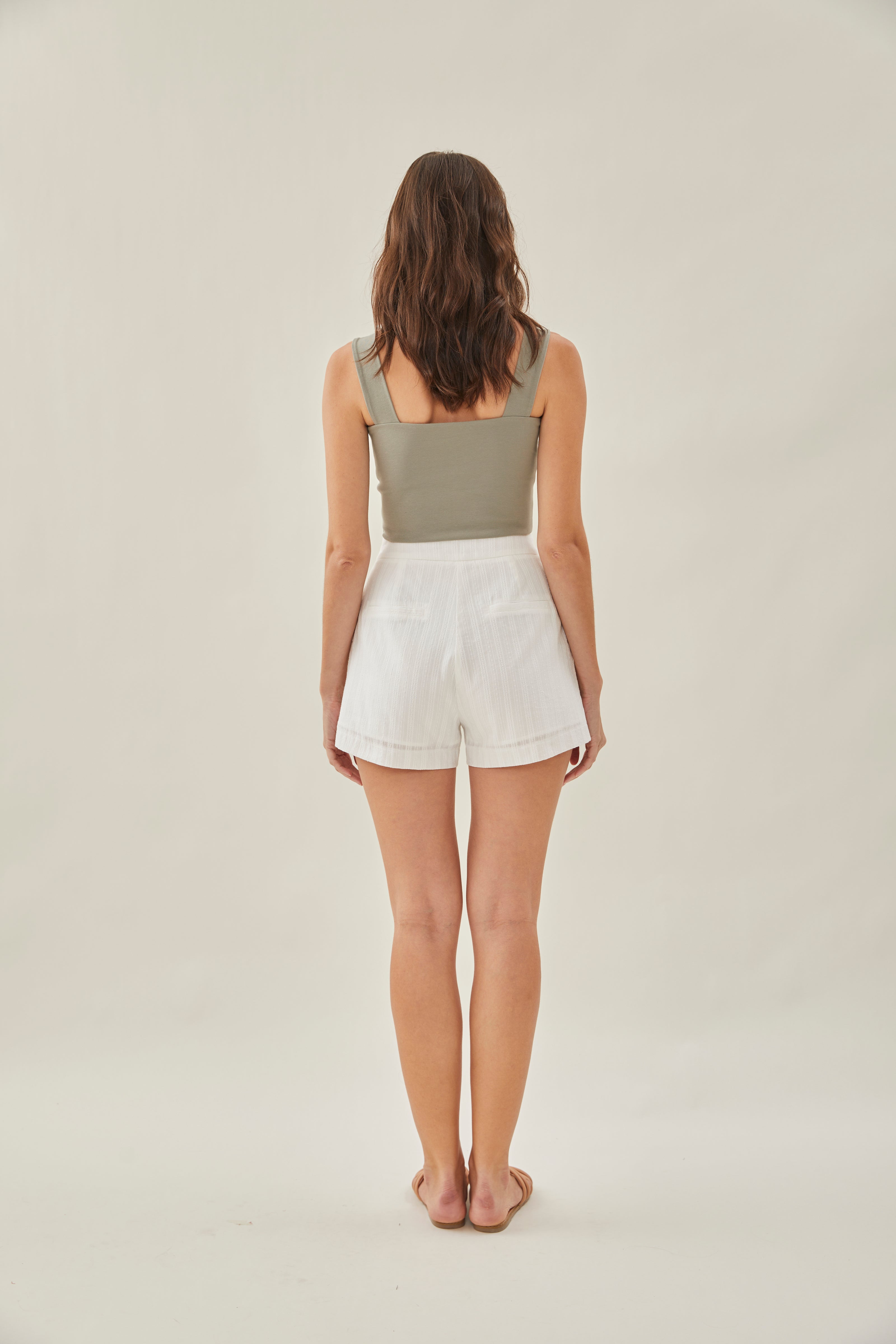 Classic Embroidered Shorts in Textured White