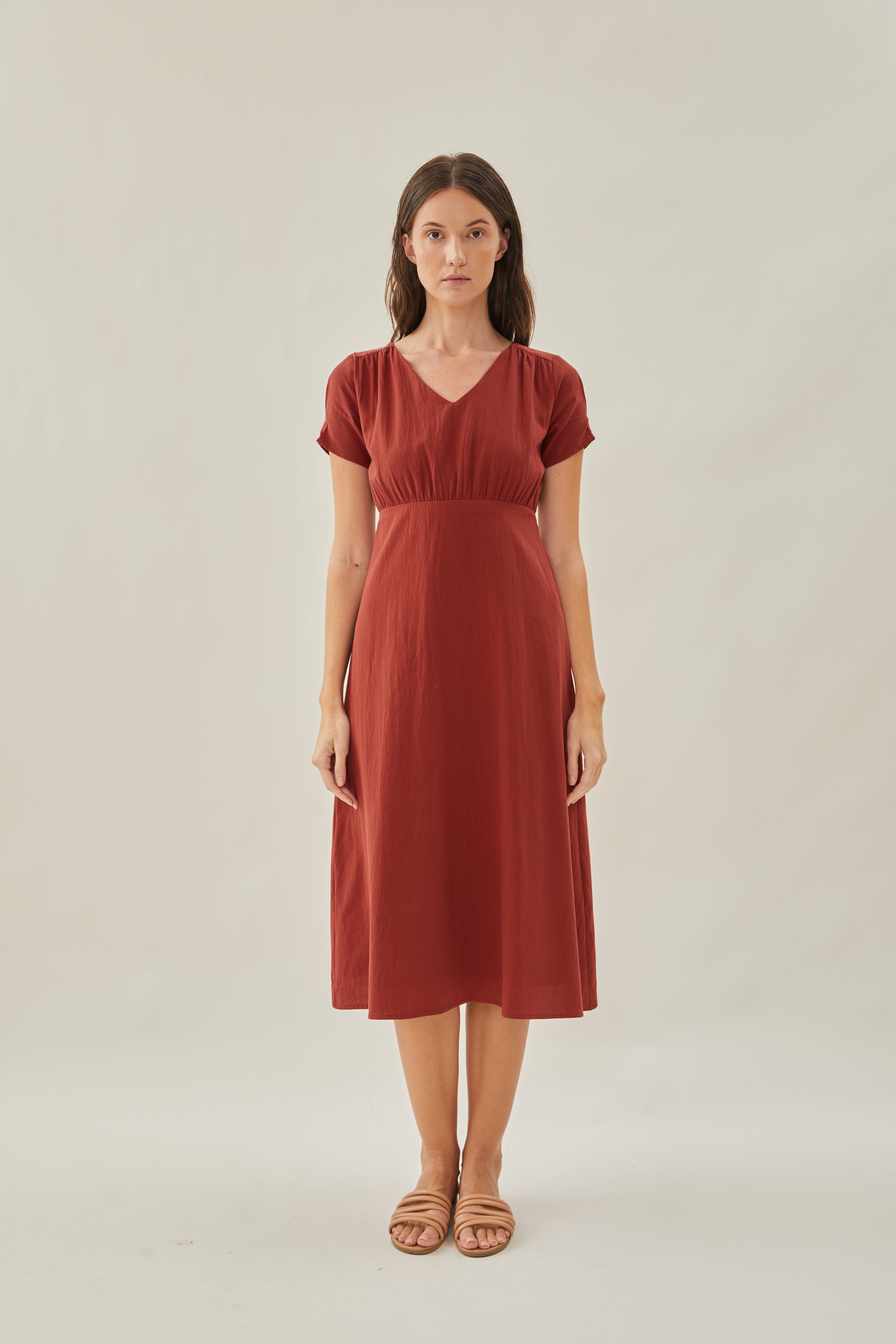 Waisted Midi Dress in Sienna