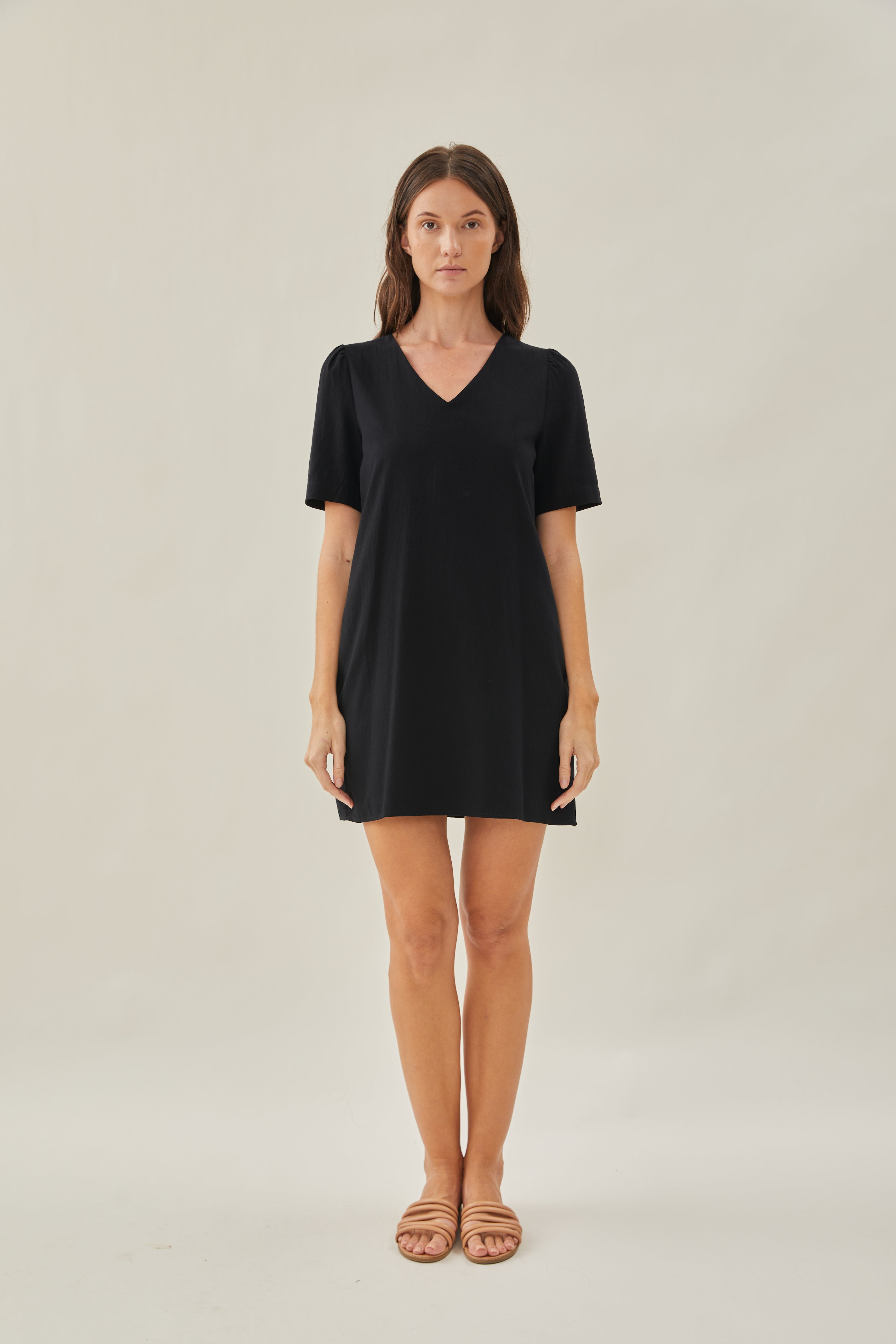 Cotton Shift Dress in Black