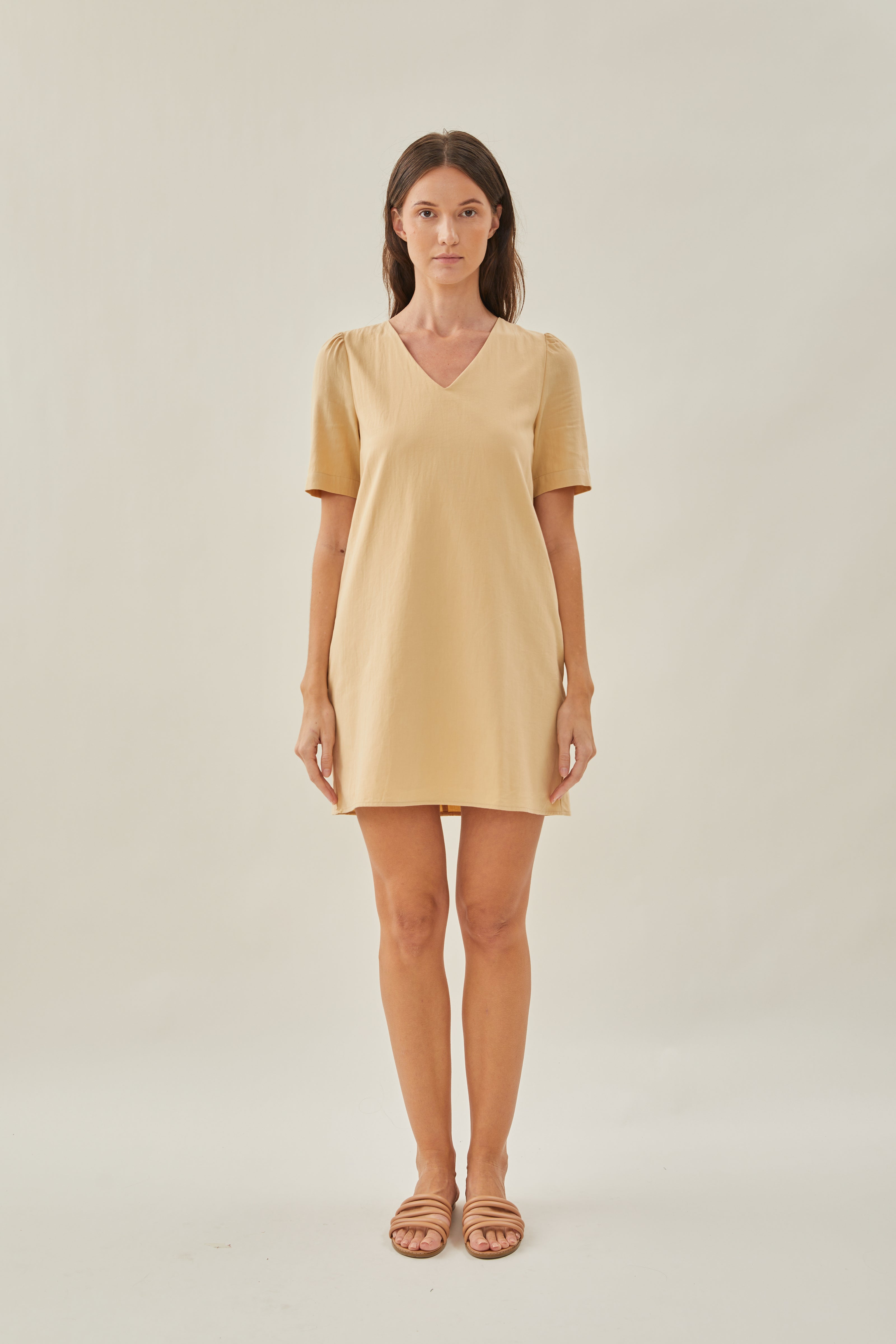 Cotton Shift Dress in Oat