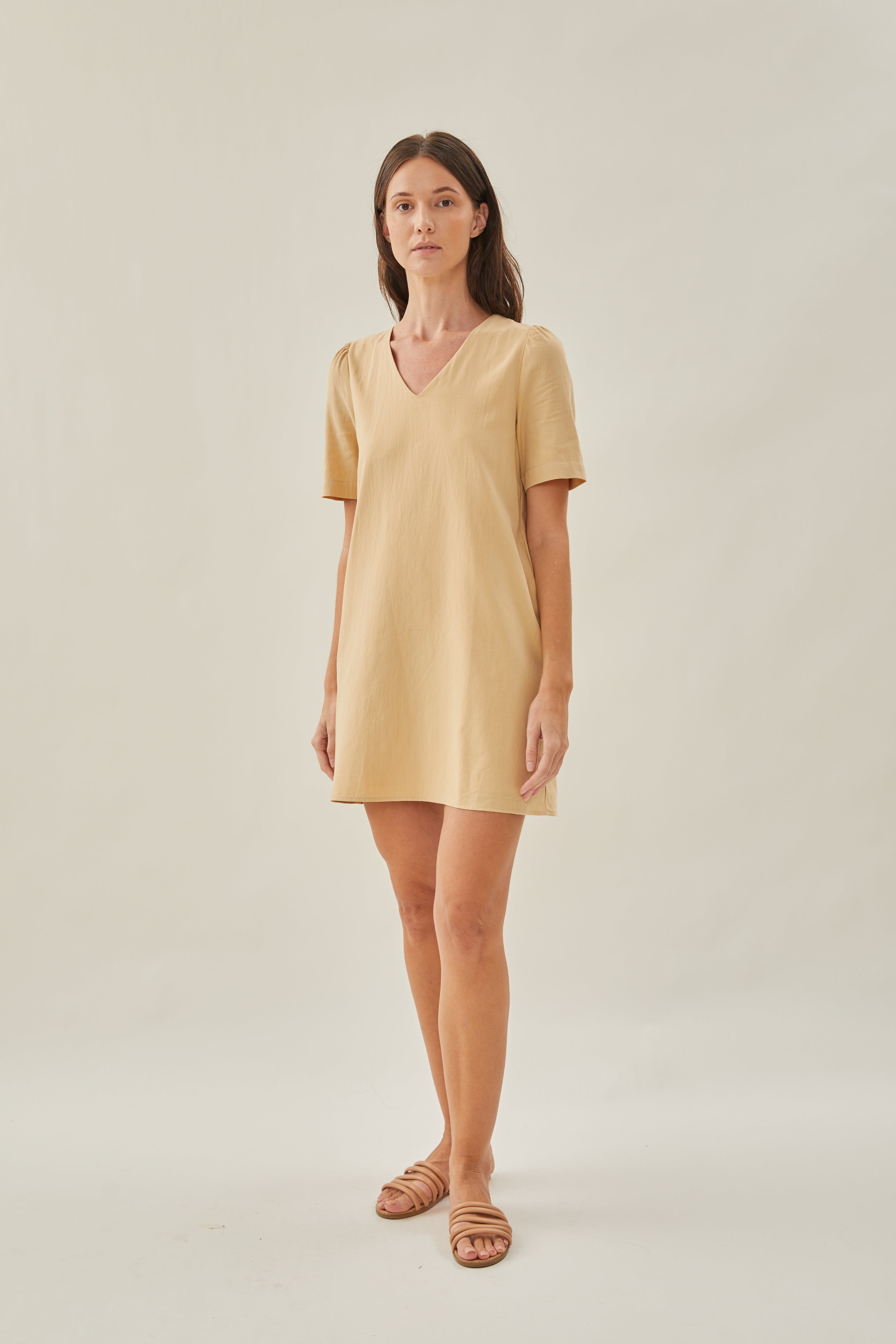 Cotton Shift Dress in Oat