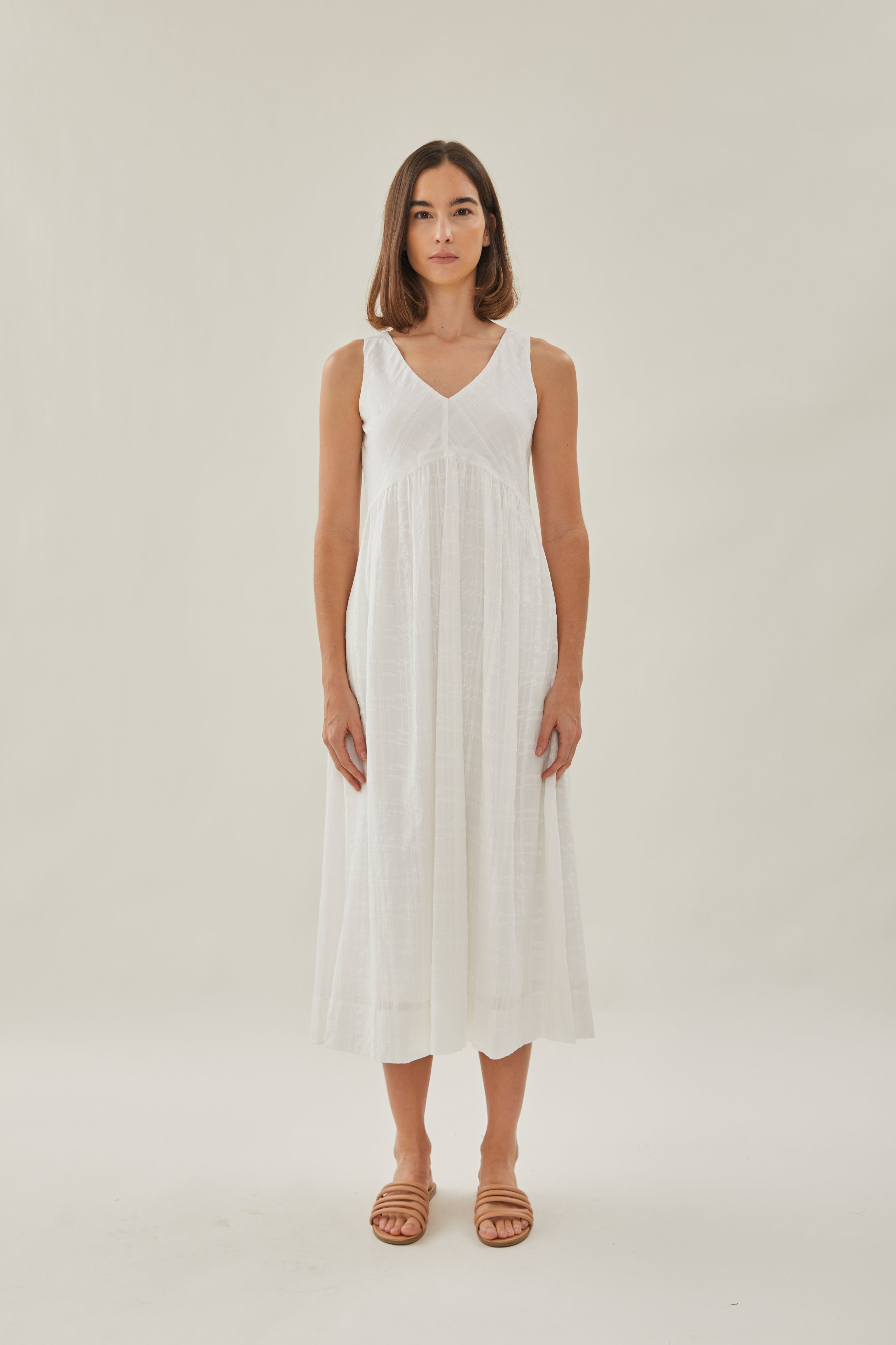 Cotton Midi Sundress in White