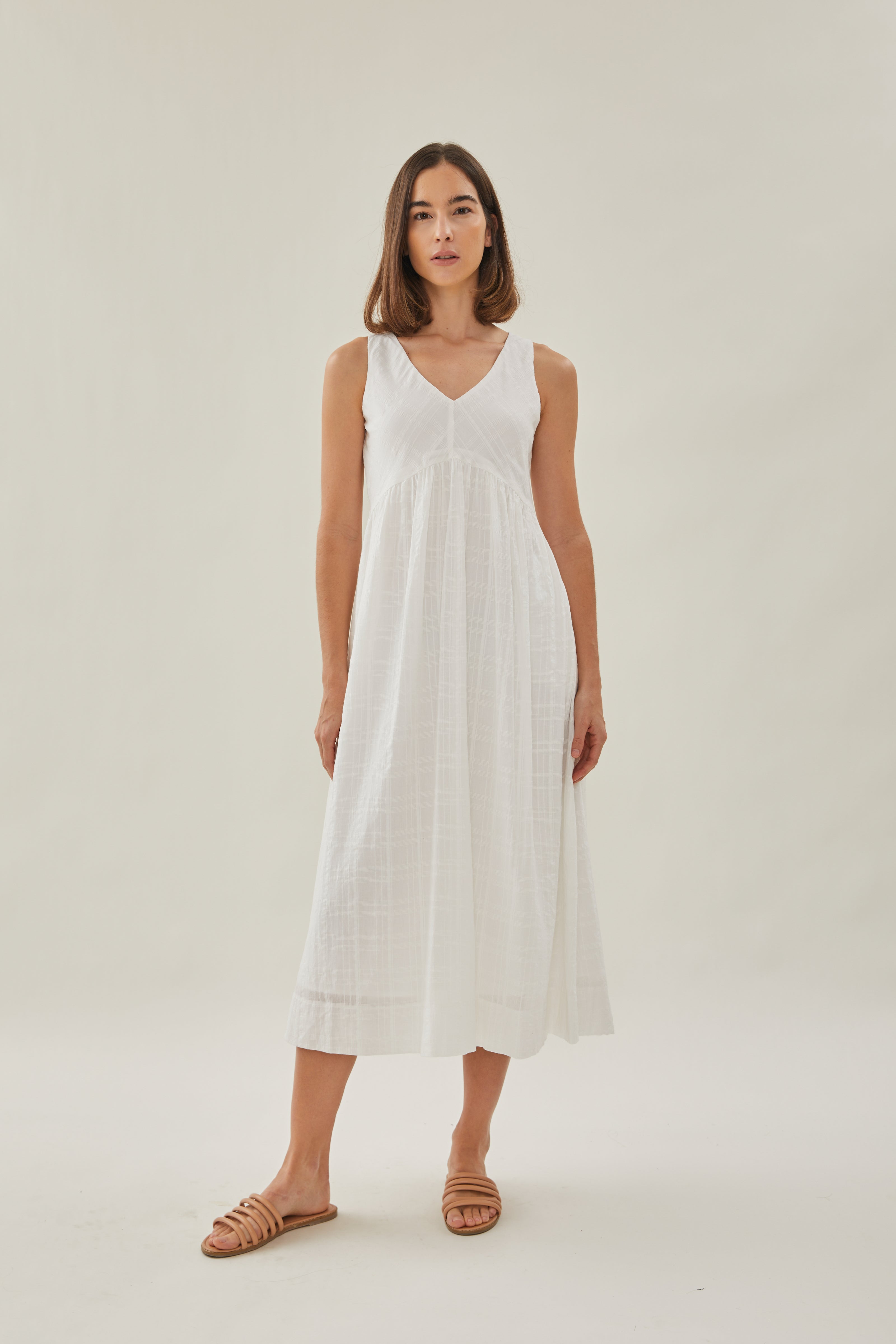 Cotton Midi Sundress in White