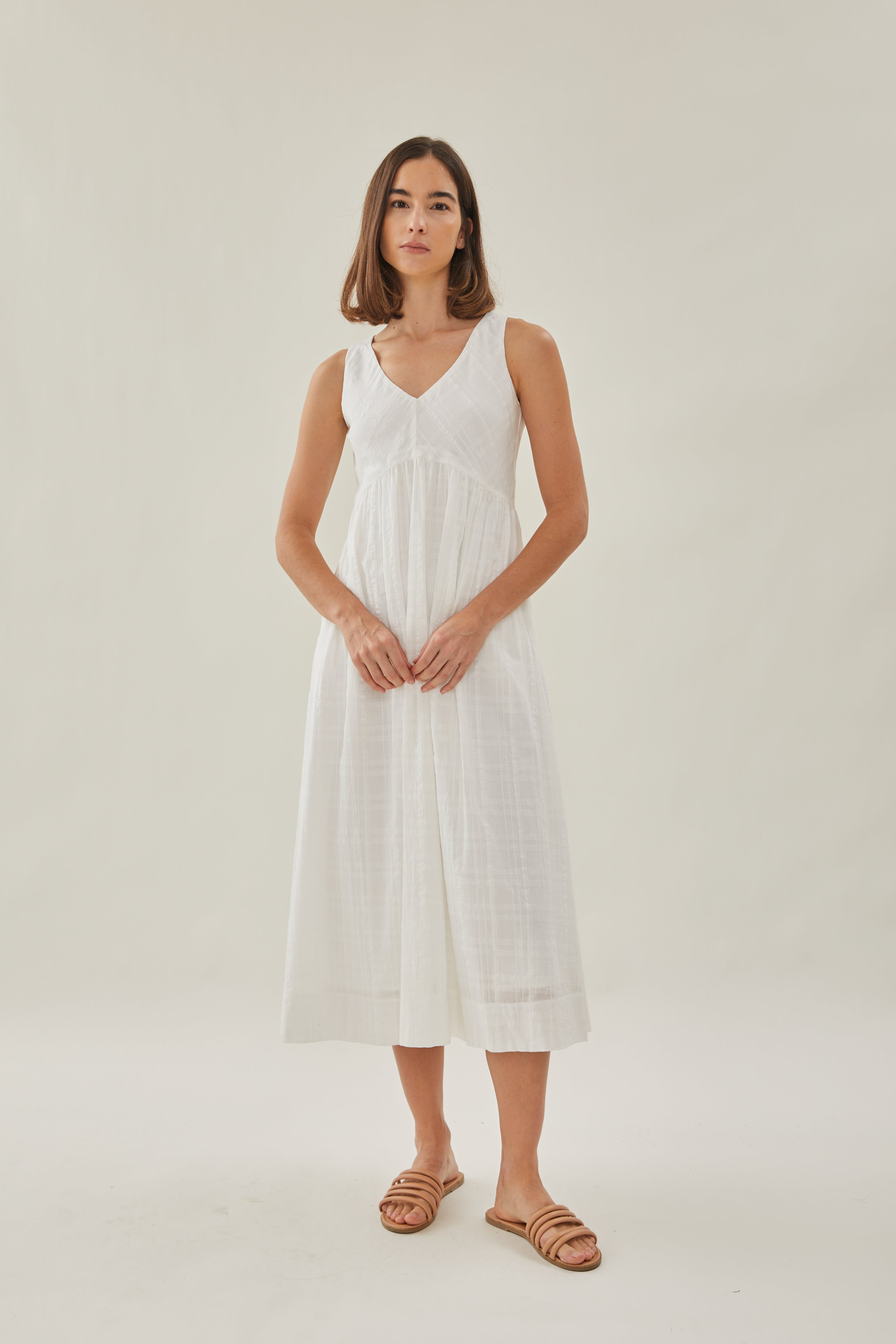 Cotton Midi Sundress in White