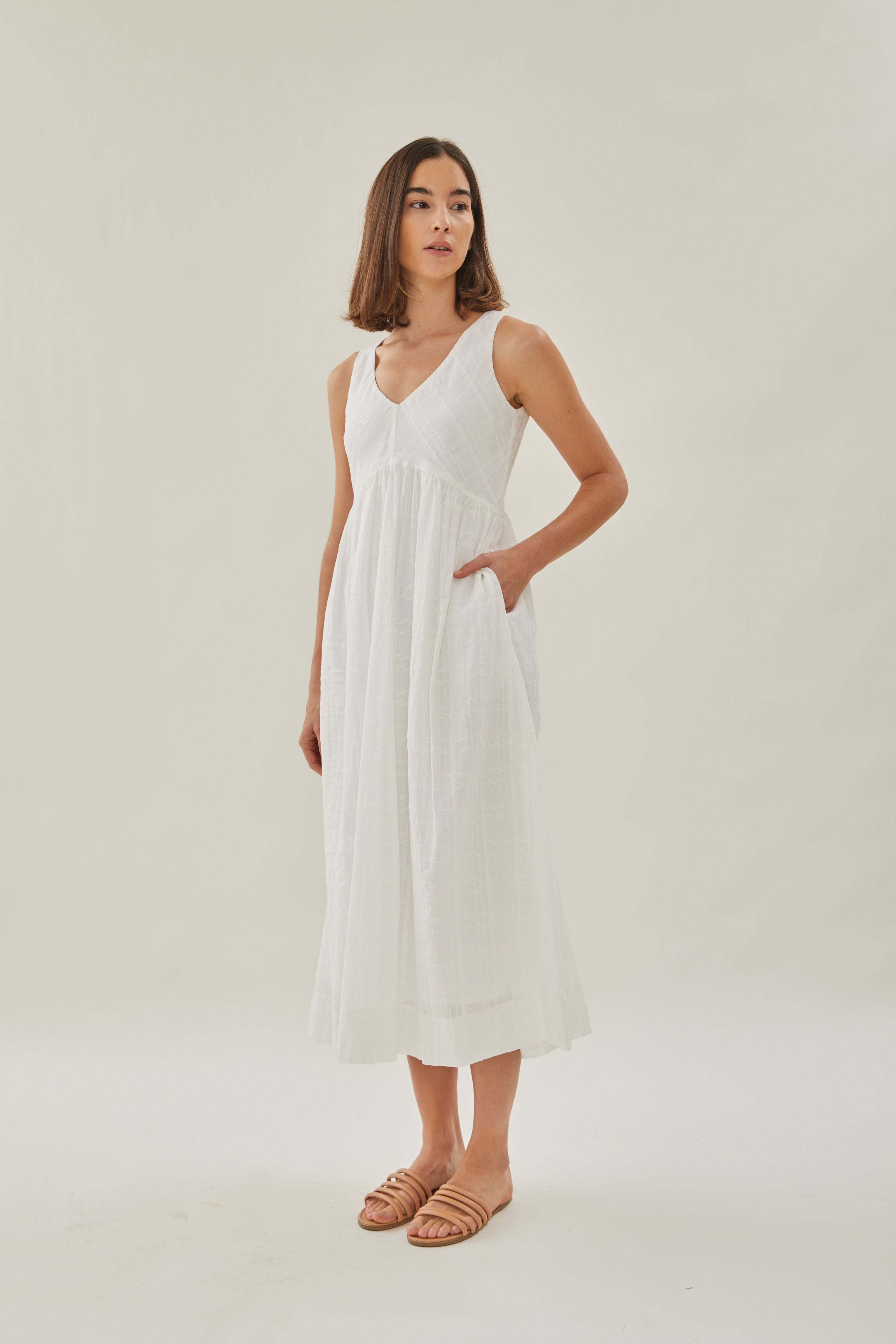 Cotton Midi Sundress in White