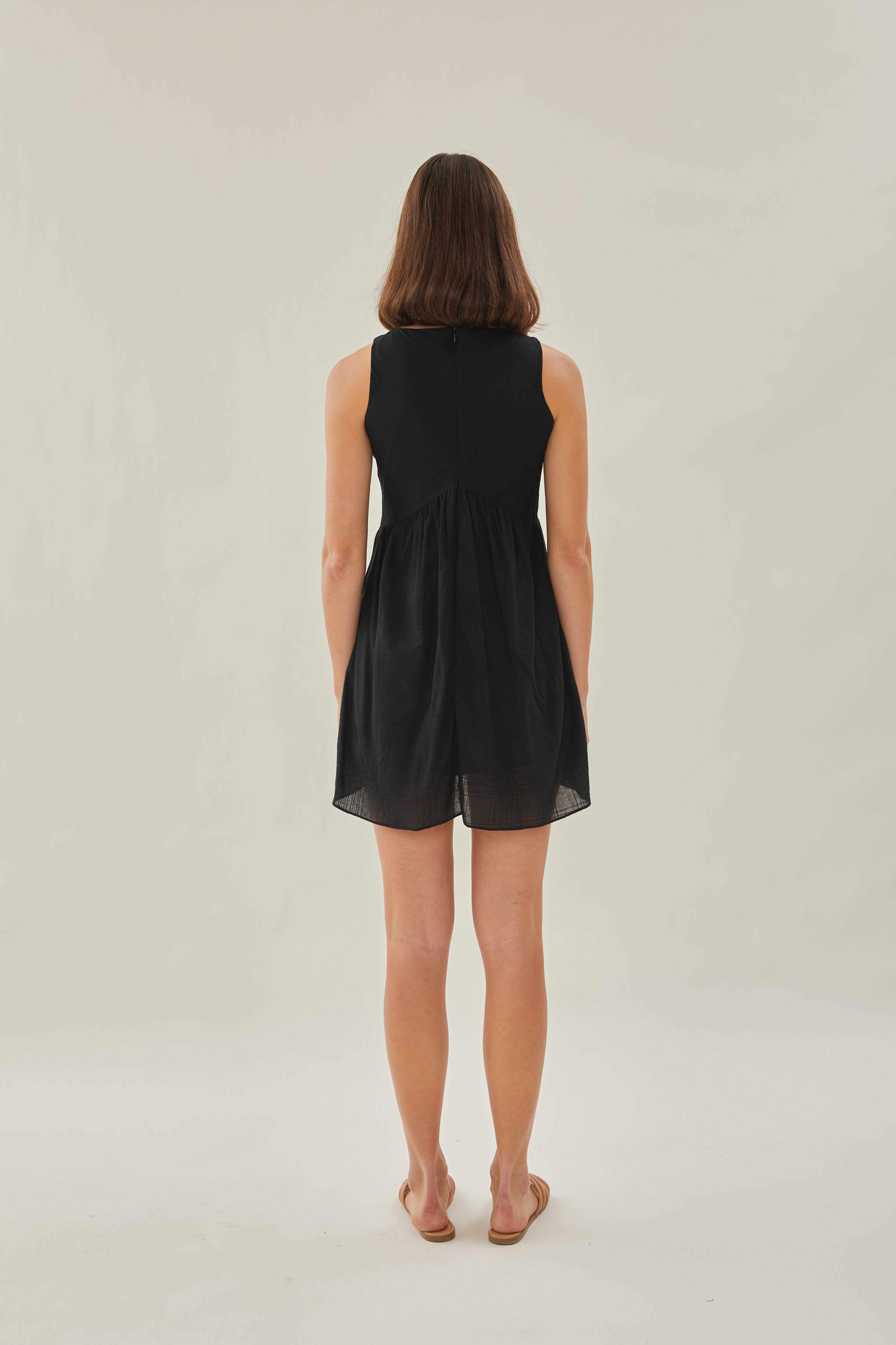 Cotton Mini Sundress in Black