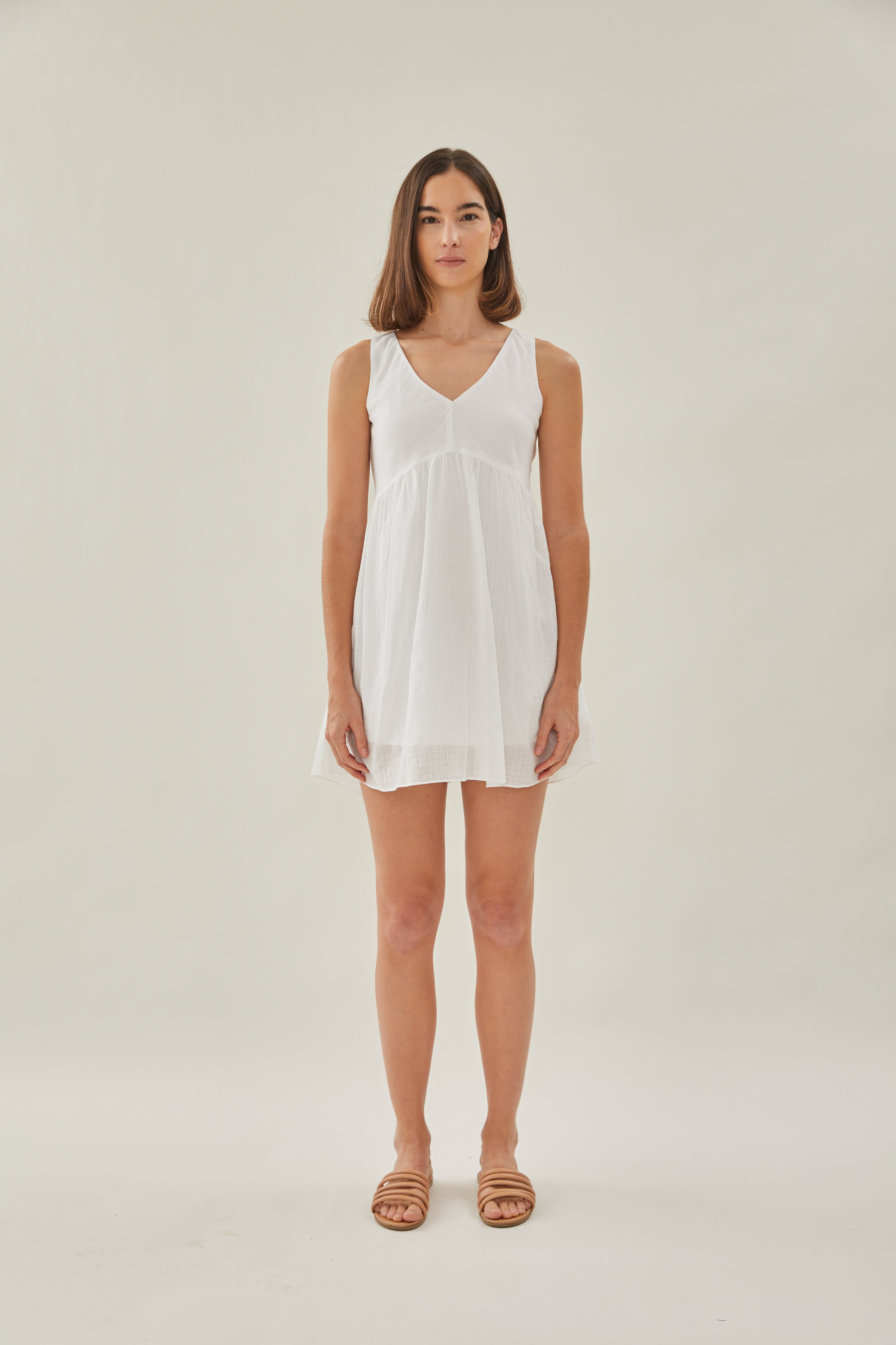 Cotton Mini Sundress in White