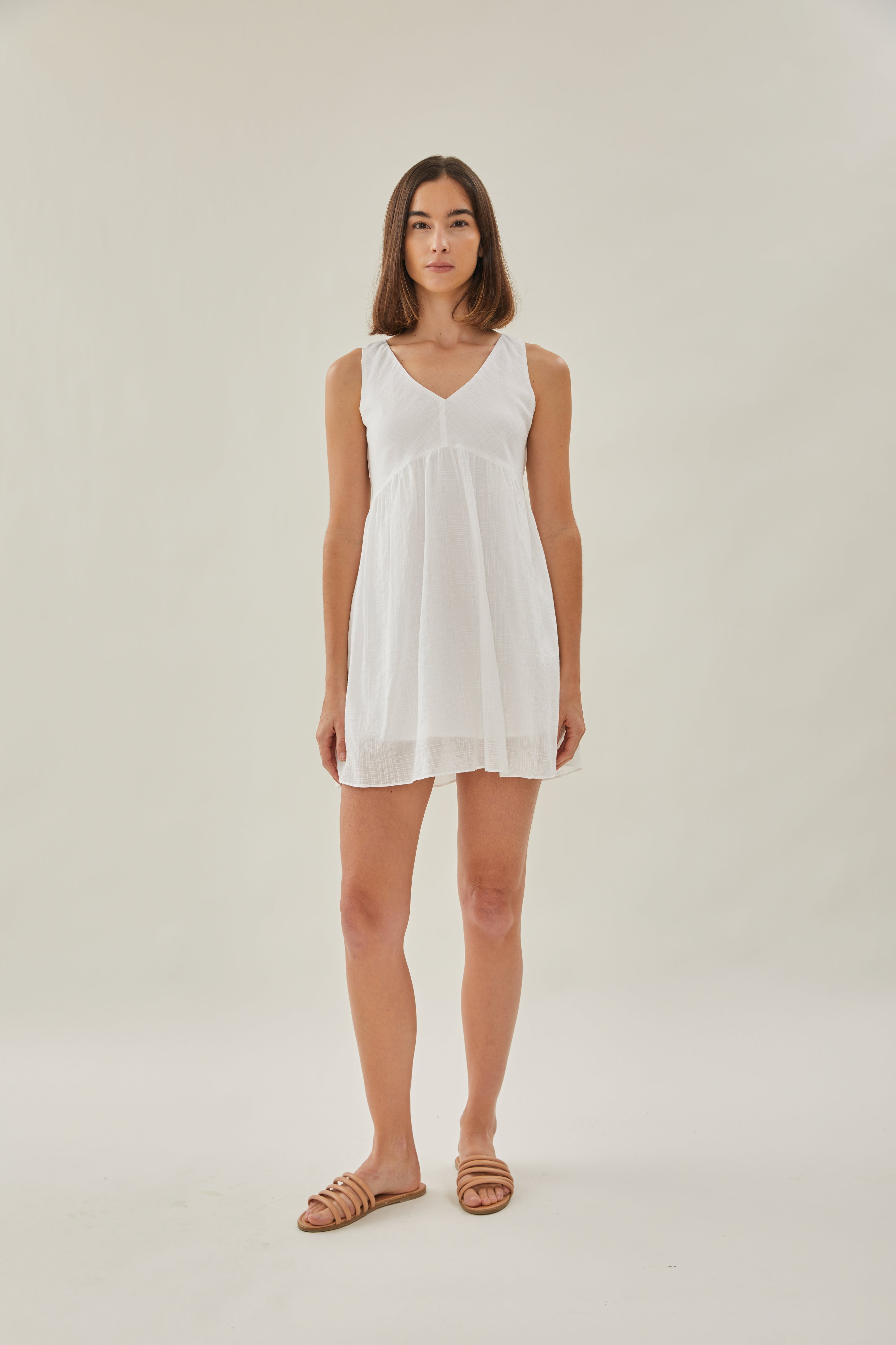 Cotton Mini Sundress in White