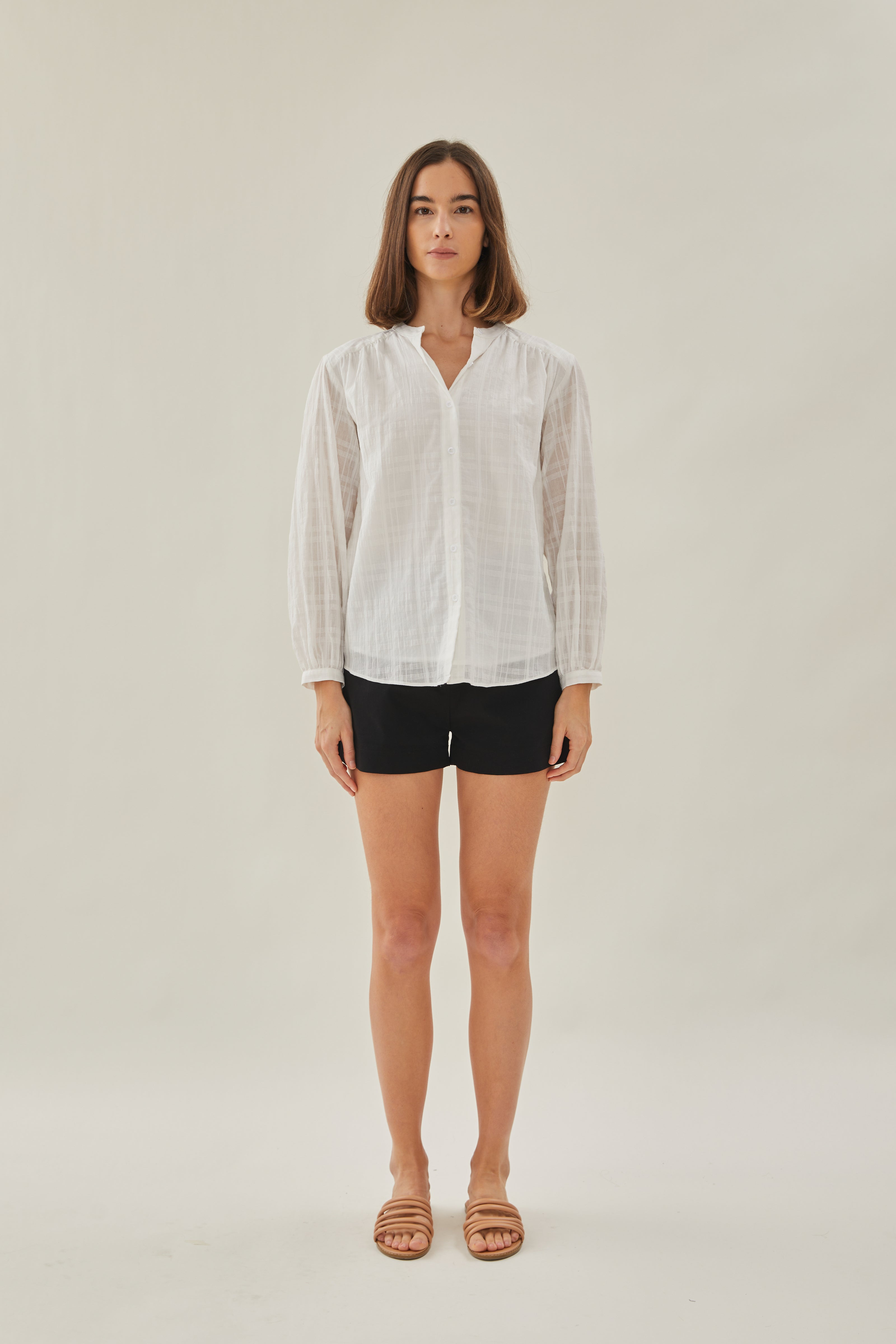 Billowy Cotton Blouse in White