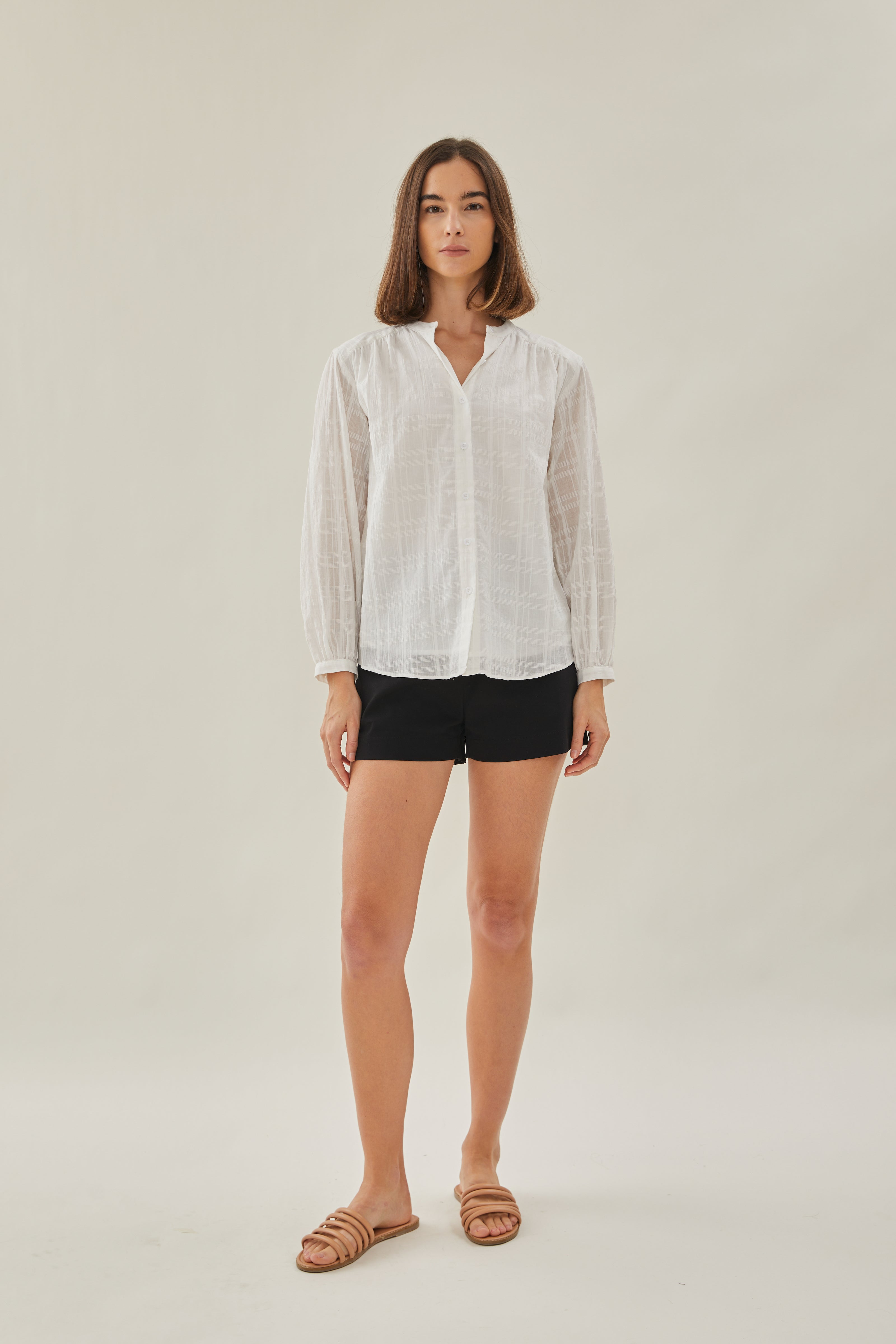 Billowy Cotton Blouse in White