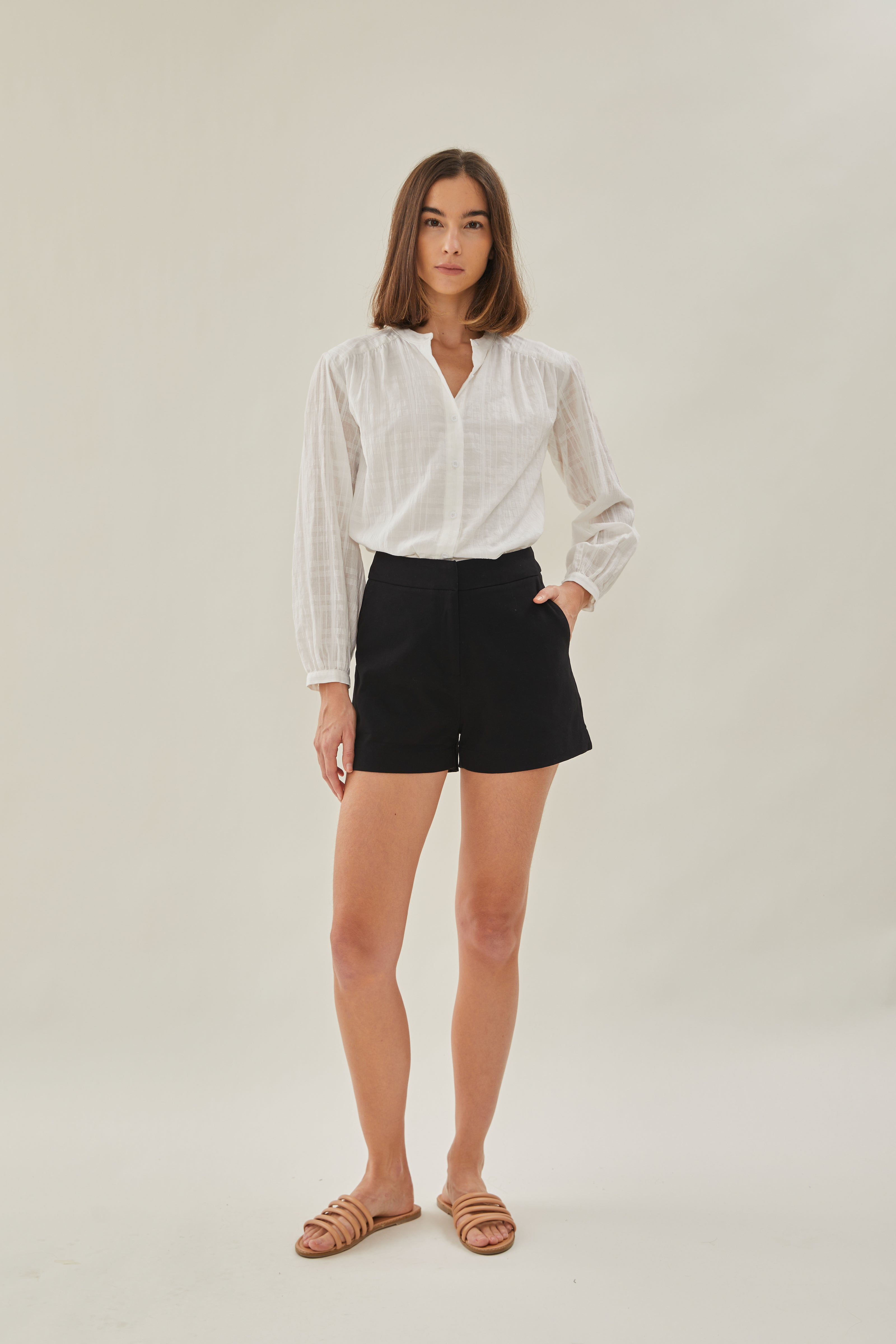 Billowy Cotton Blouse in White