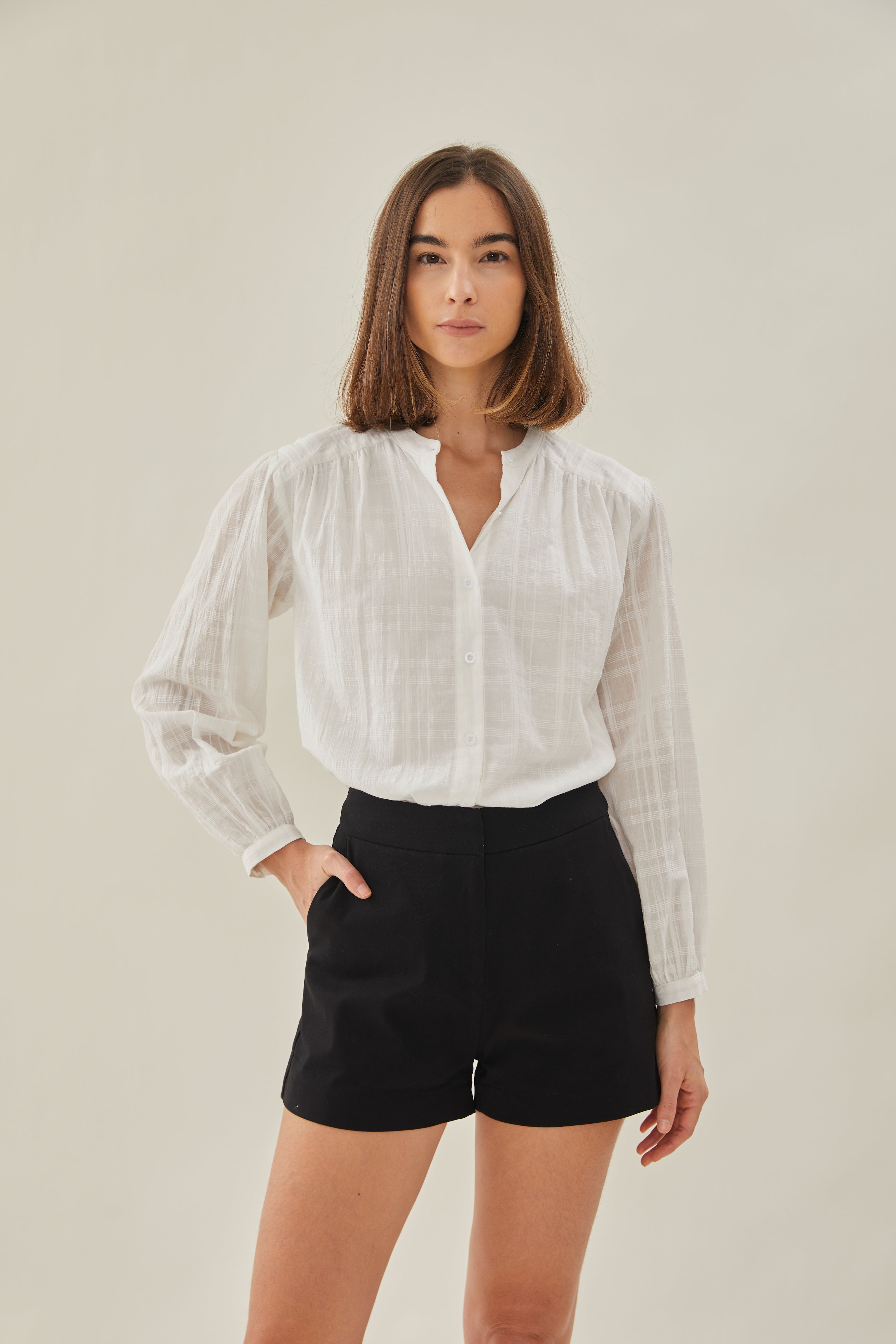 Billowy Cotton Blouse in White