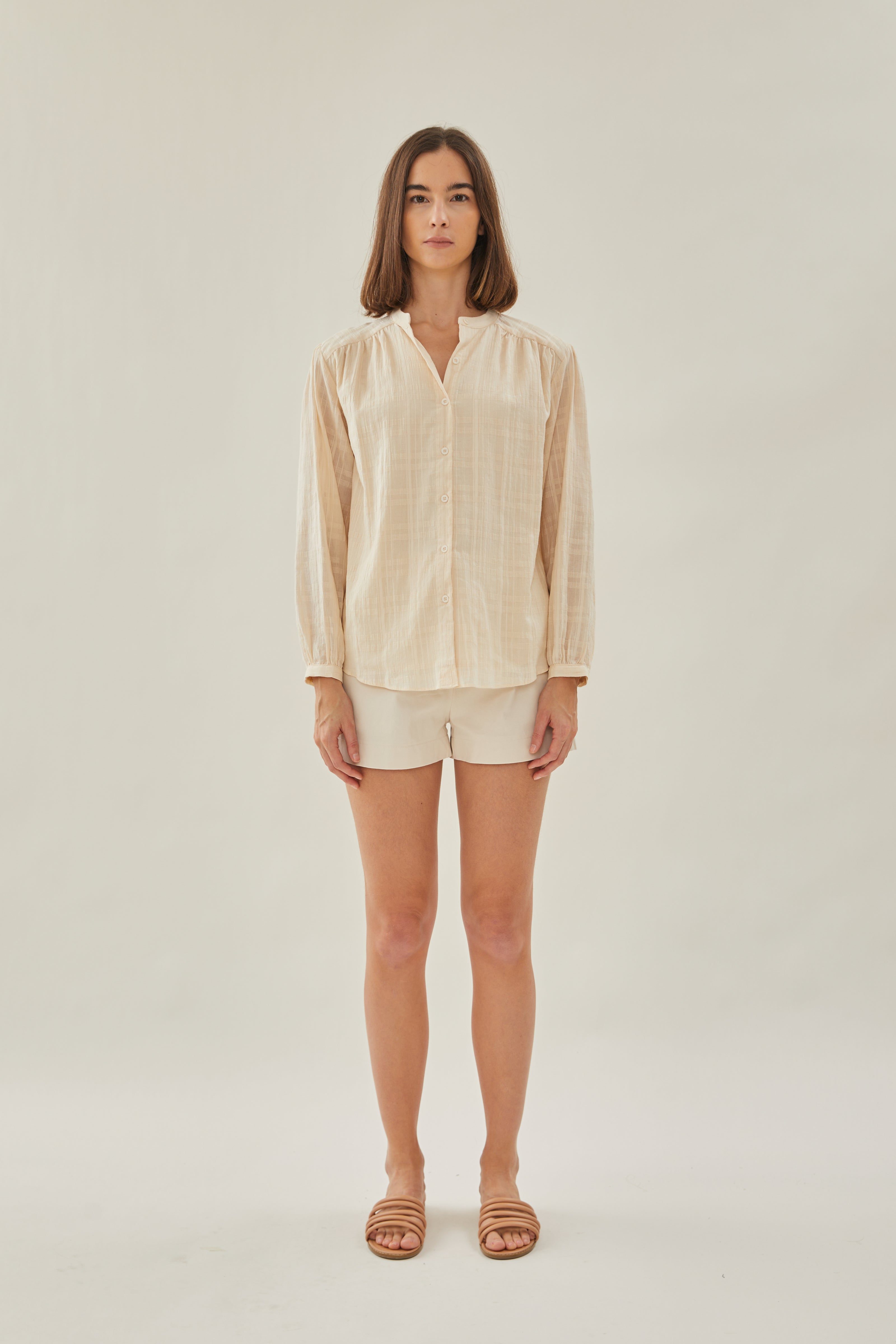 Billowy Cotton Blouse in Oatmeal