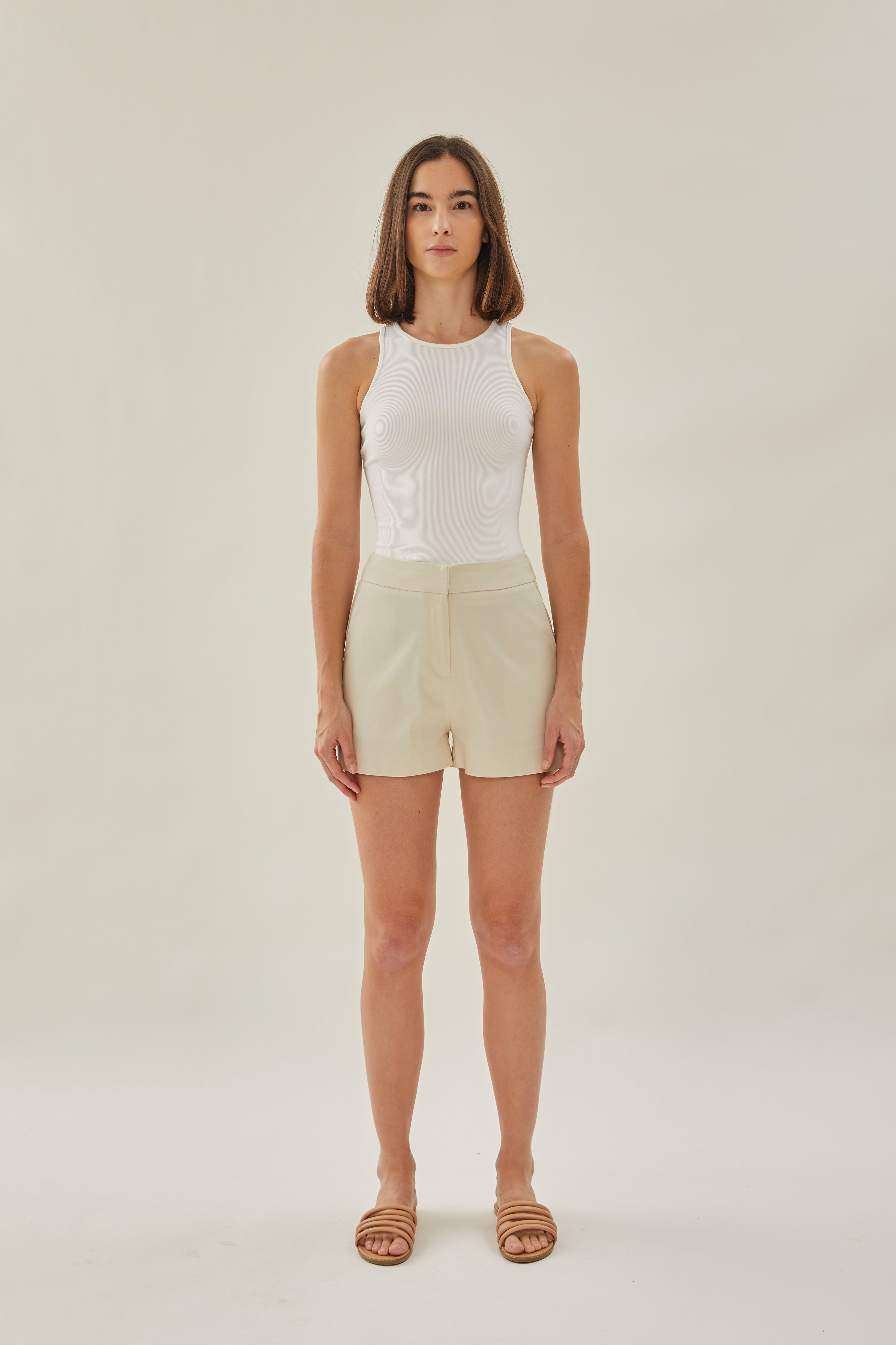 Classic Cotton Shorts in Ecru