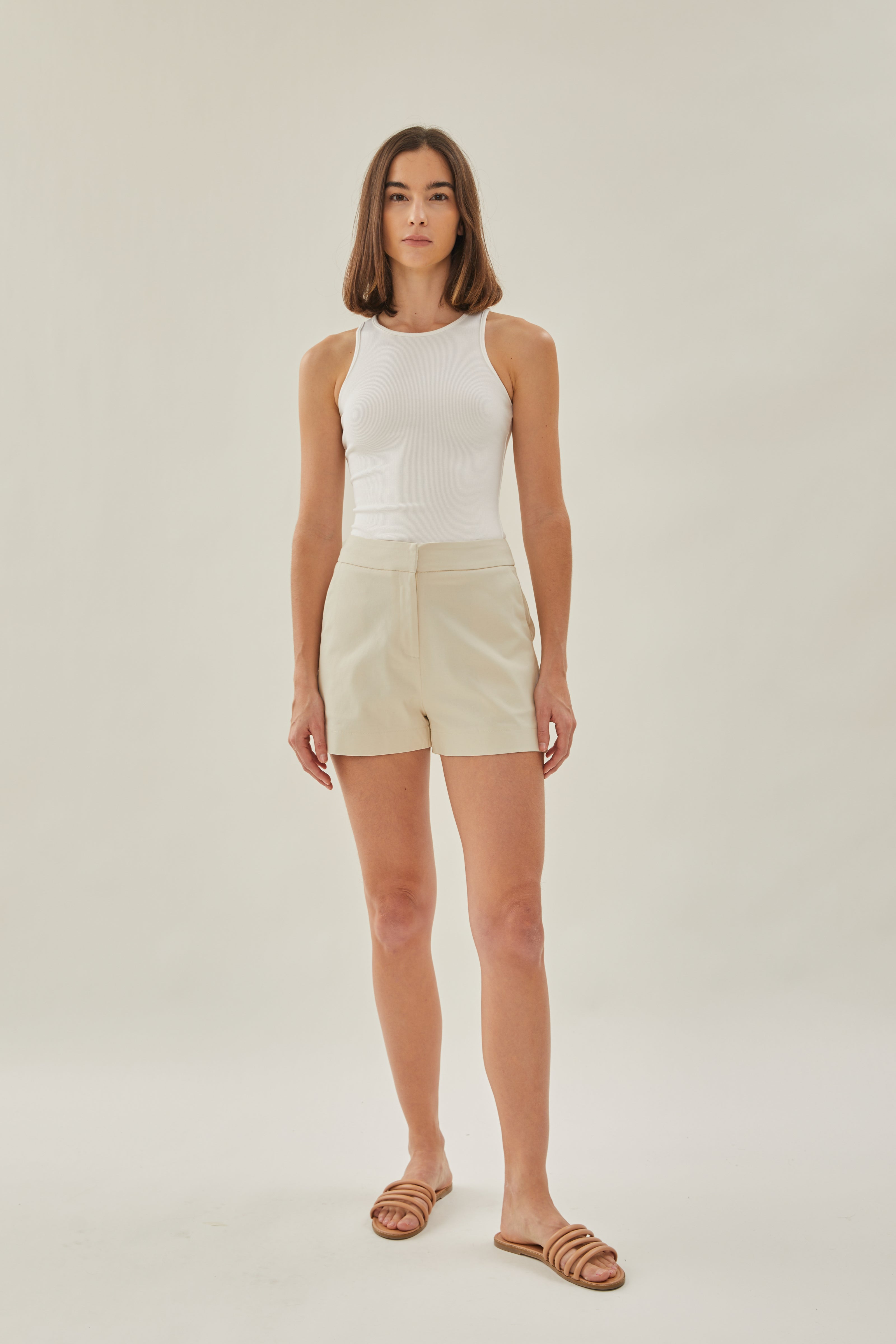 Classic Cotton Shorts in Ecru