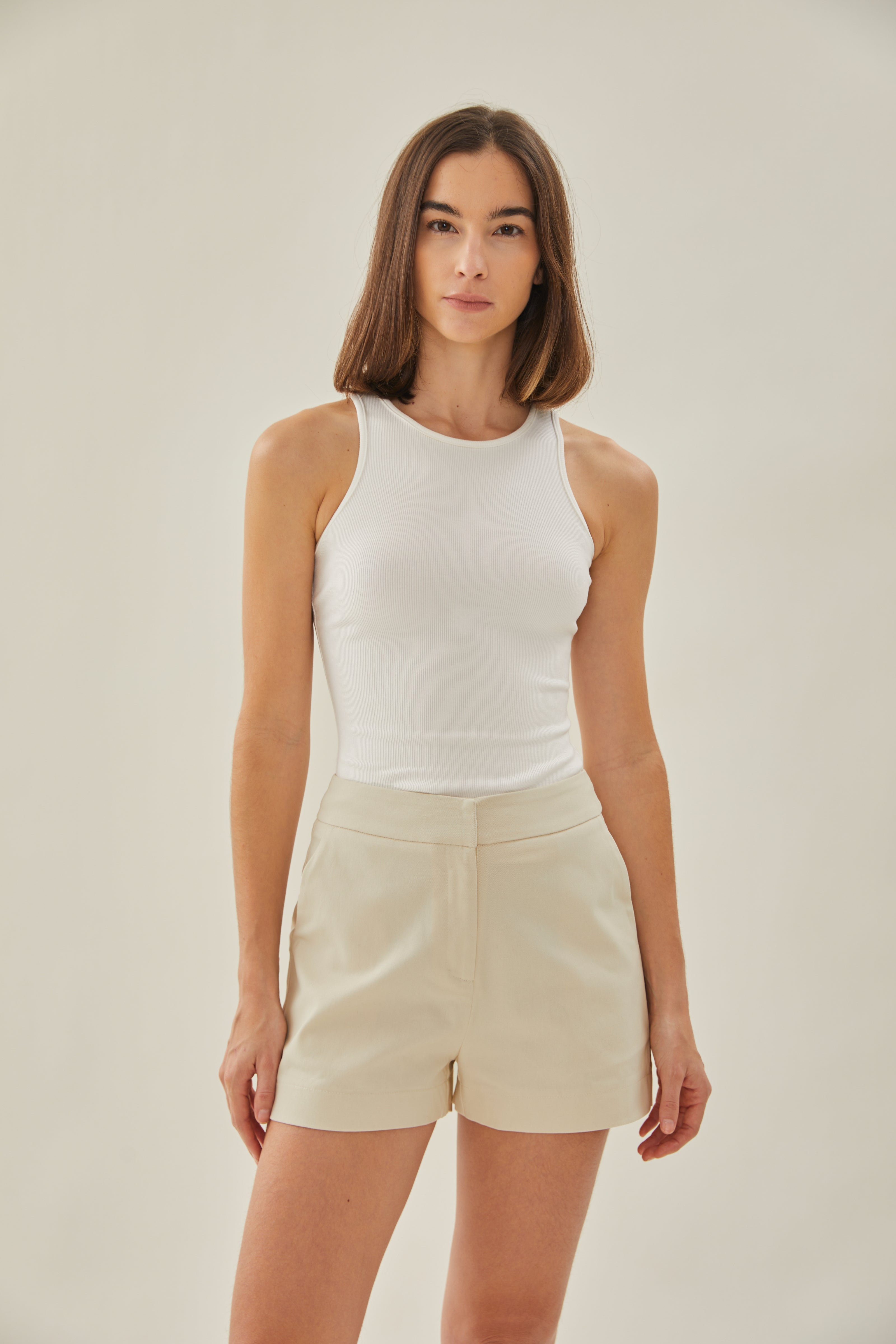 Classic Cotton Shorts in Ecru