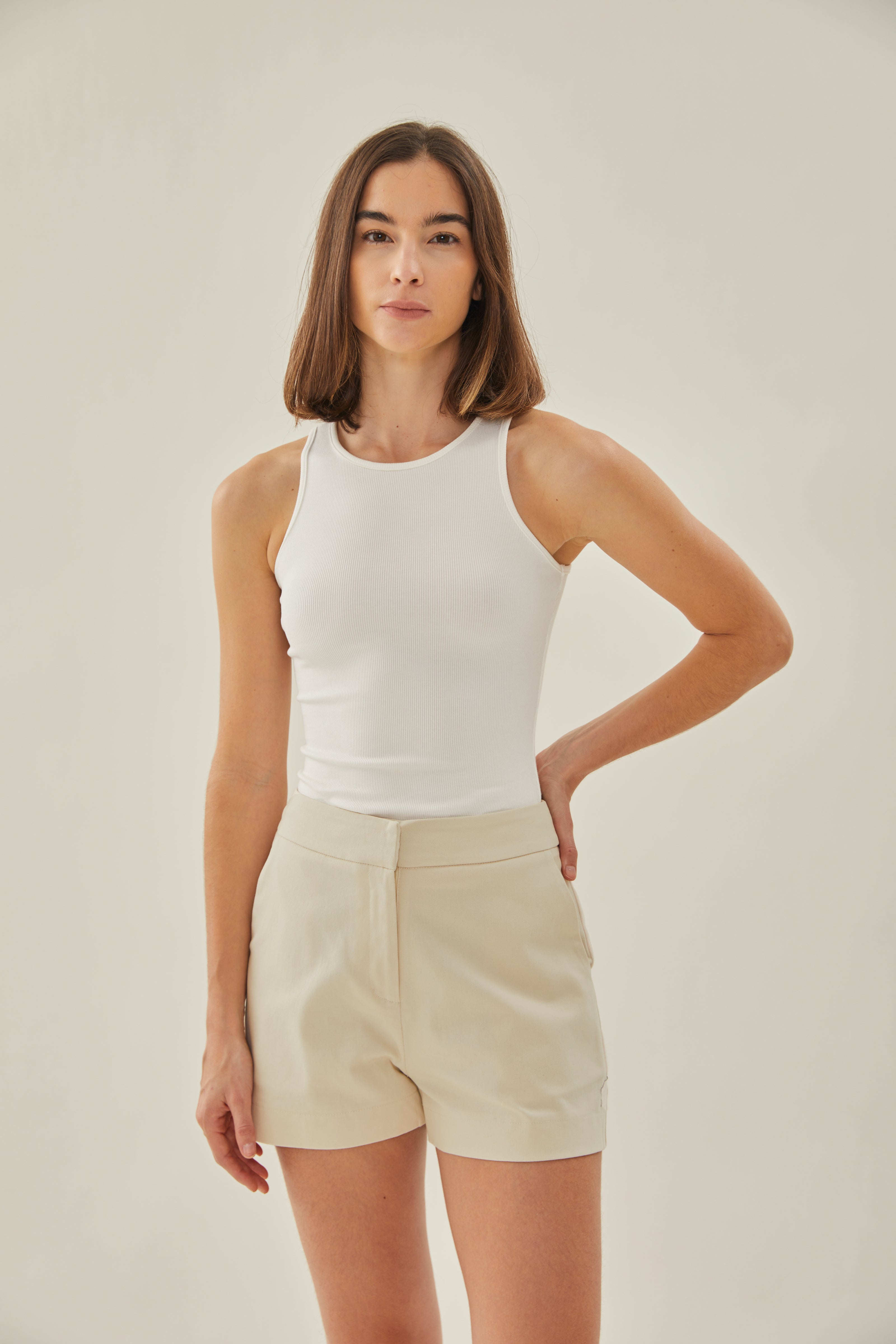 Classic Cotton Shorts in Ecru