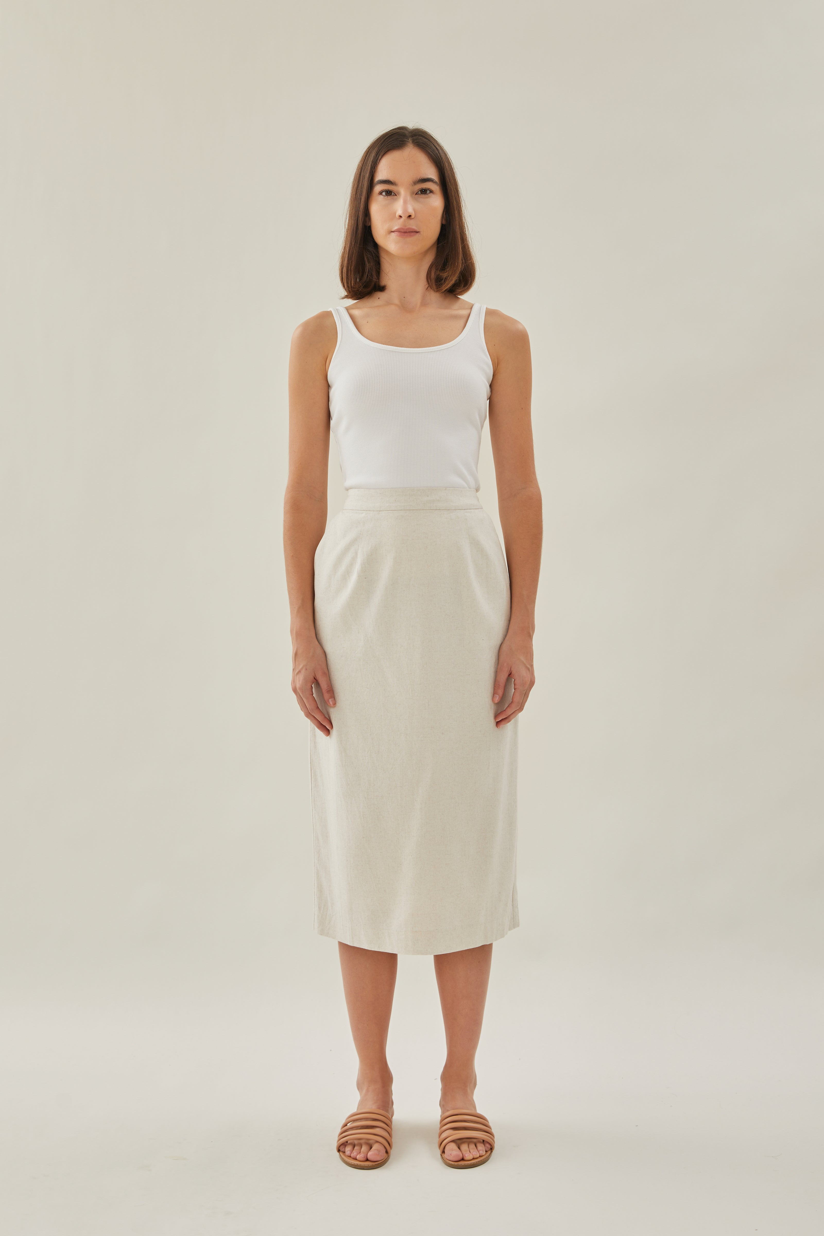 Classic Straight Skirt in Natural