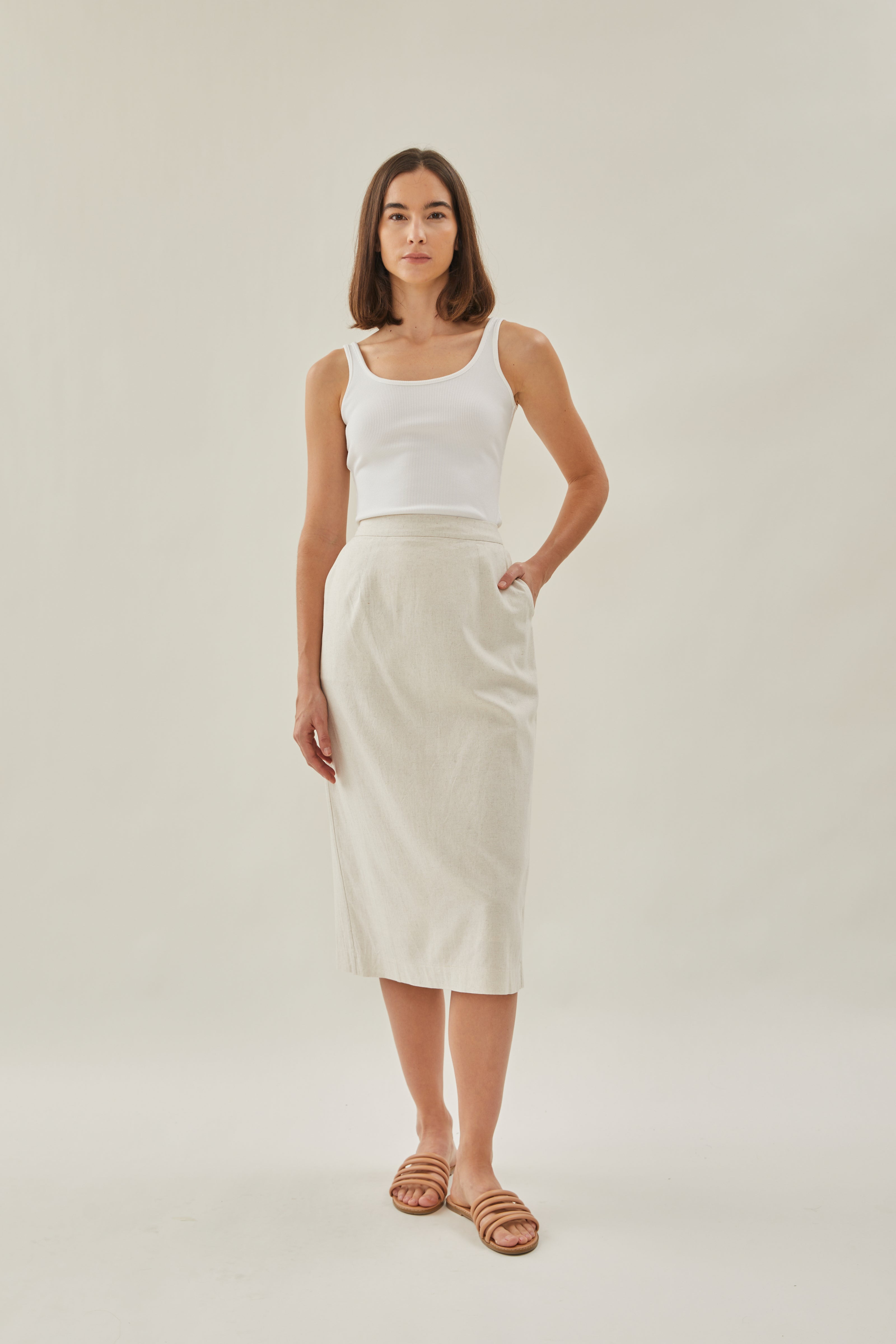 Classic Straight Skirt in Natural