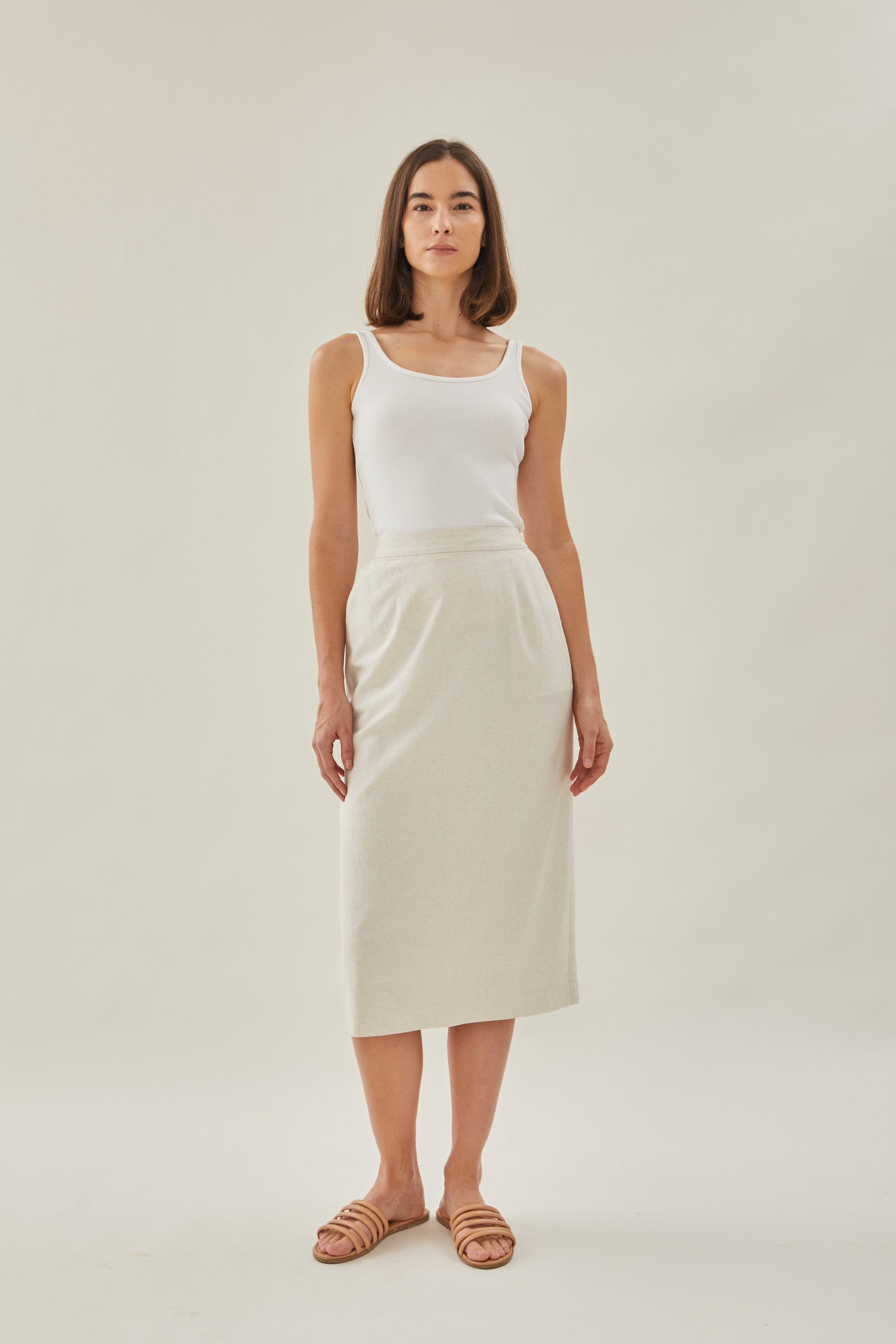 Classic Straight Skirt in Natural