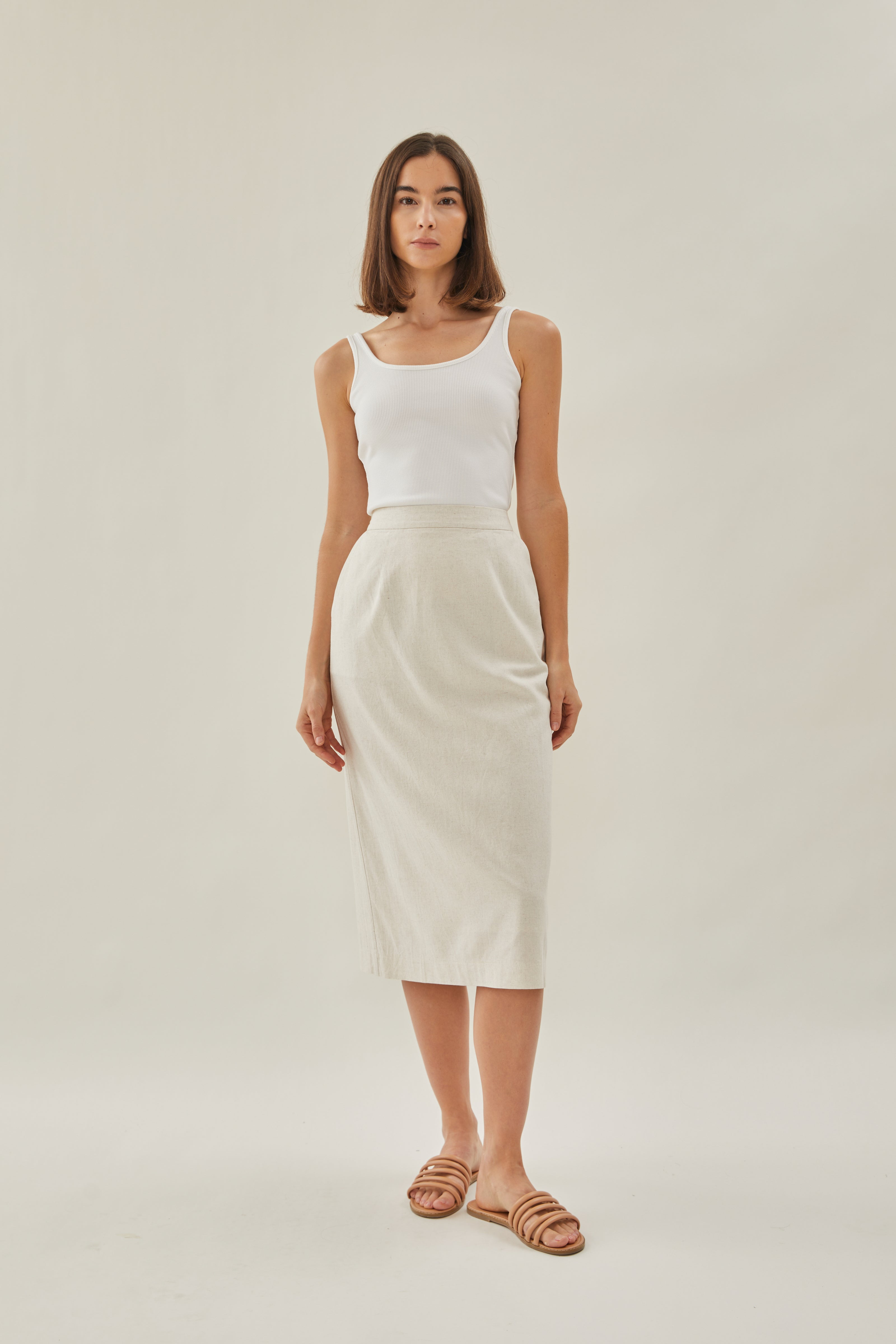 Classic Straight Skirt in Natural