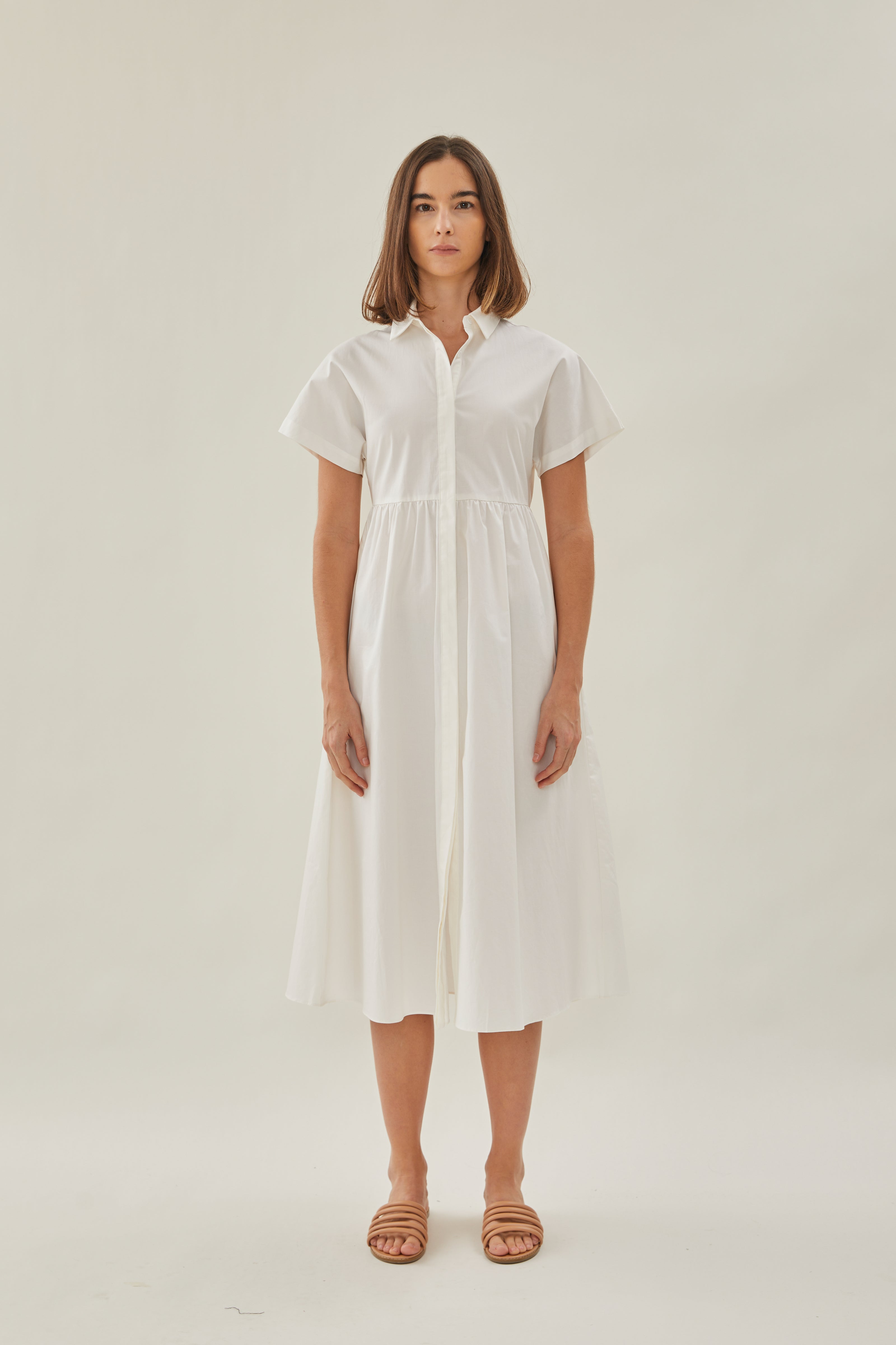 Midi Shirt Dress in White