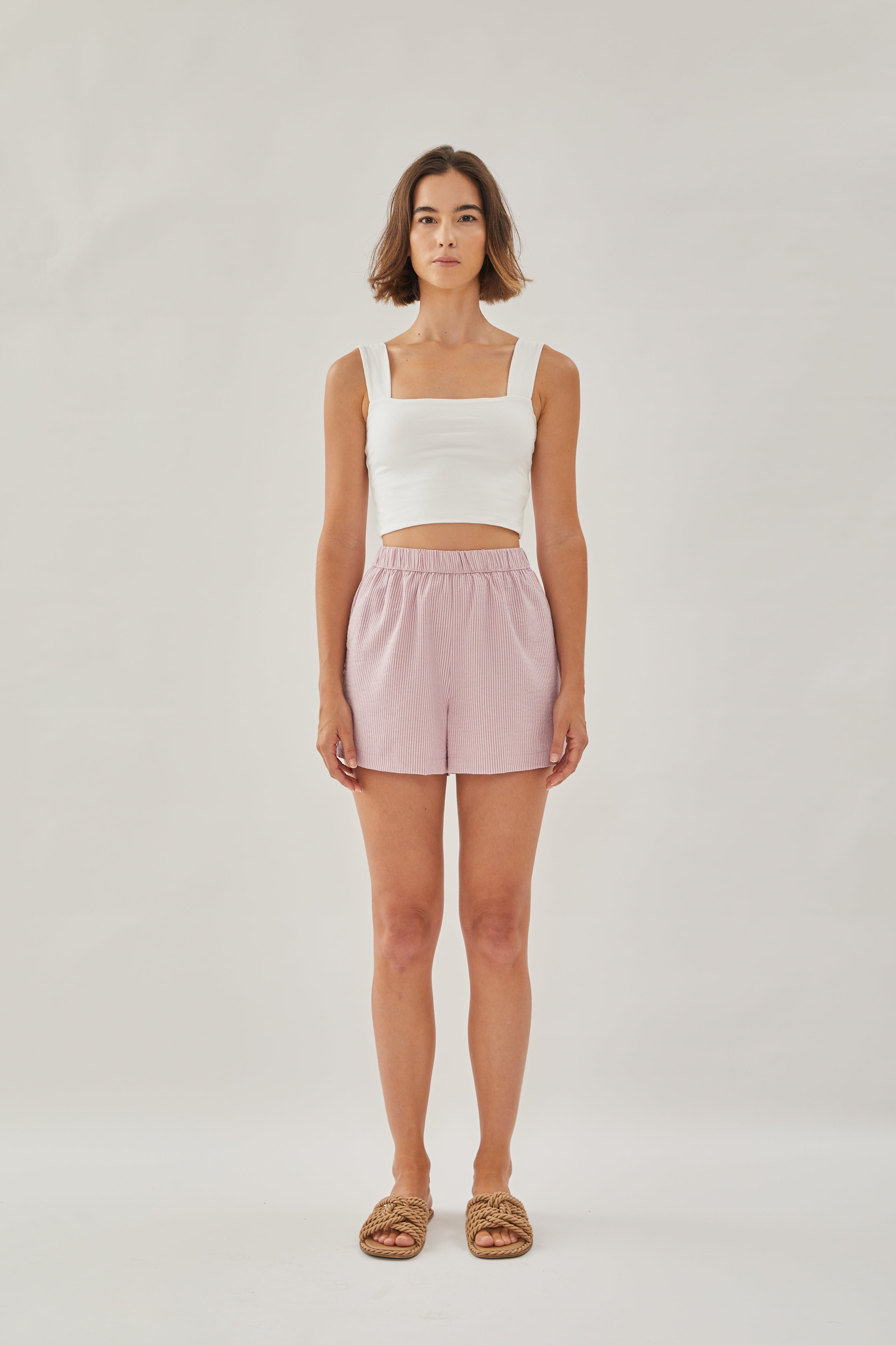 Relaxed Shorts in Stripe Pink