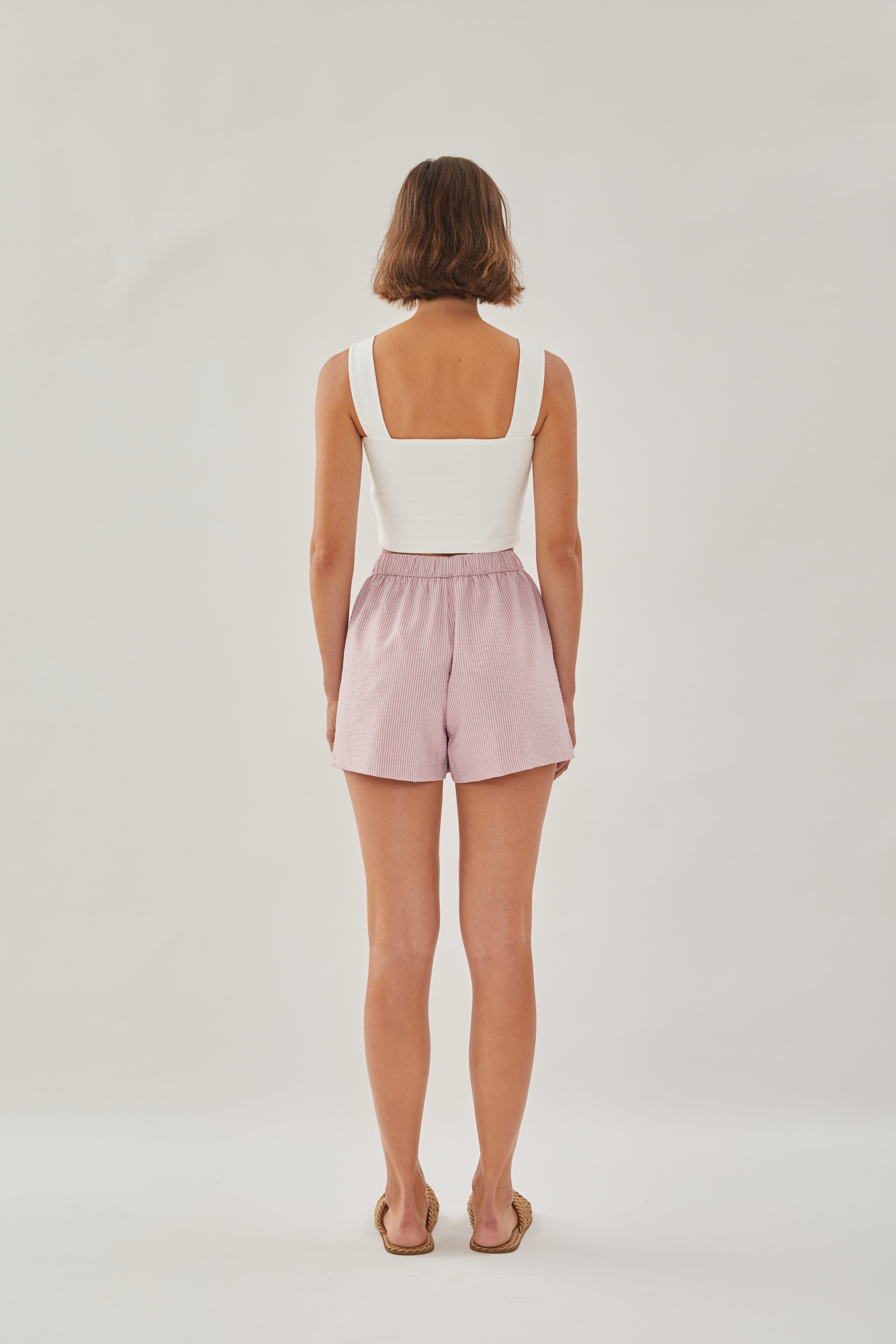 Relaxed Shorts in Stripe Pink