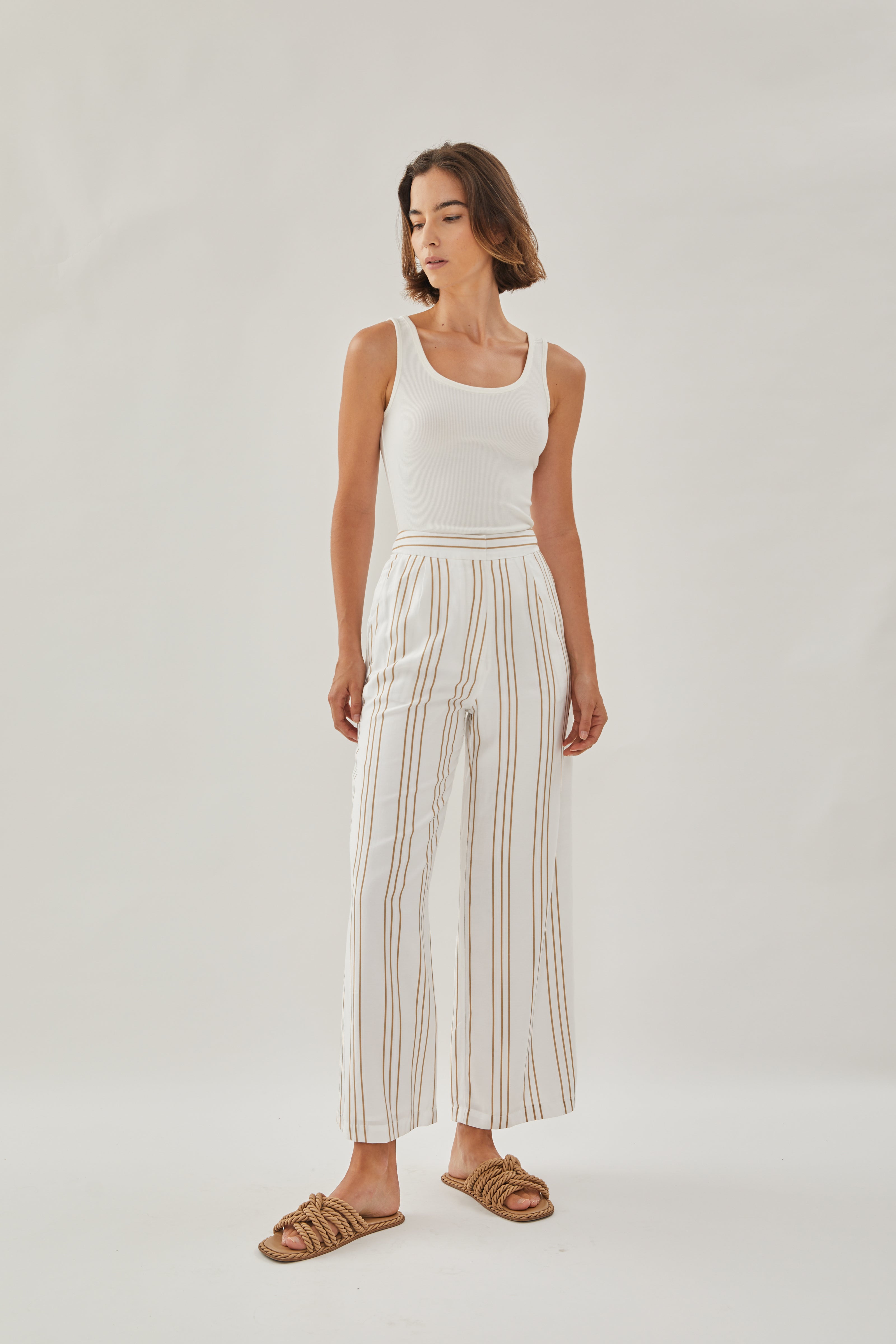 On the Hillside Pants in Stripe Tan