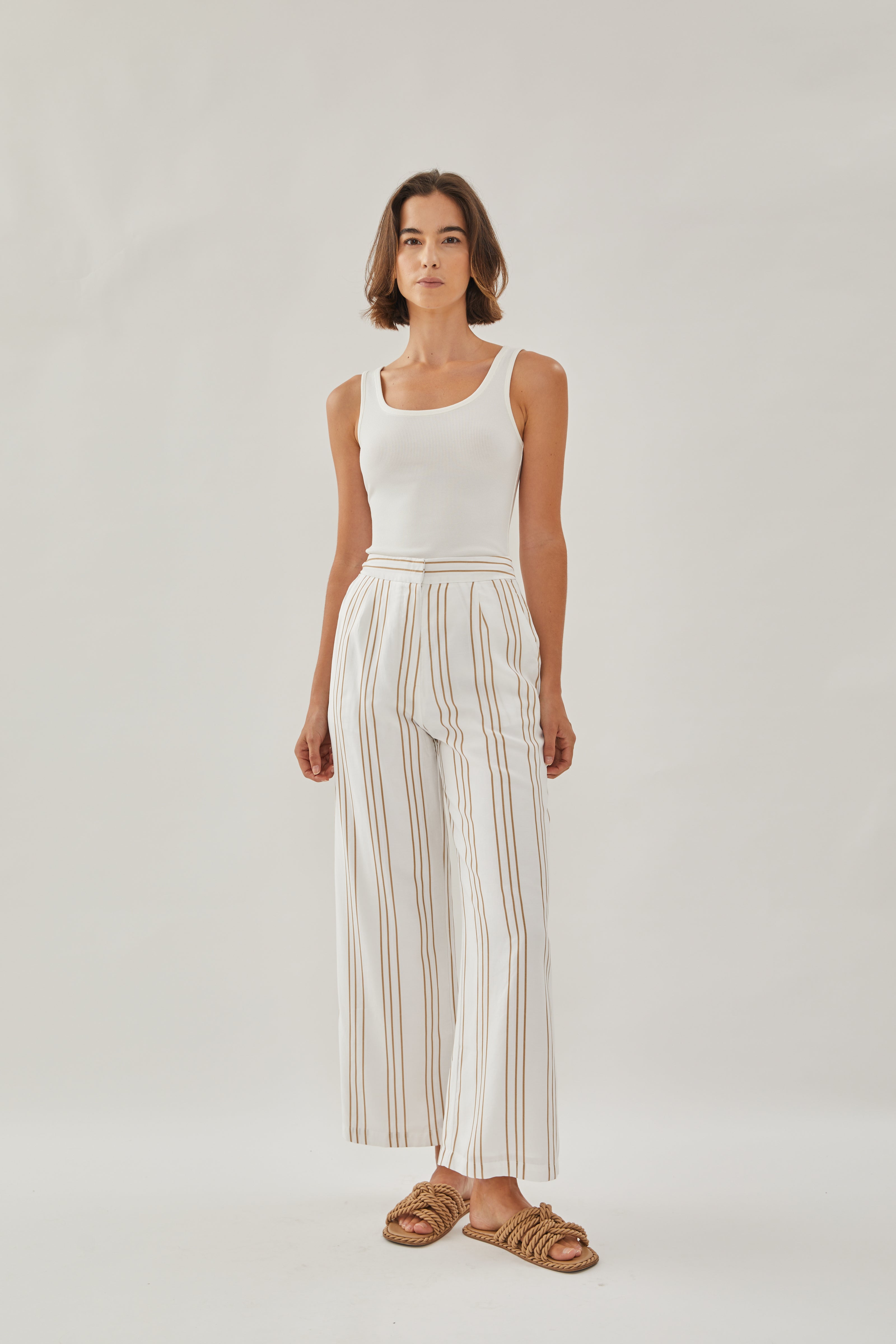 On the Hillside Pants in Stripe Tan