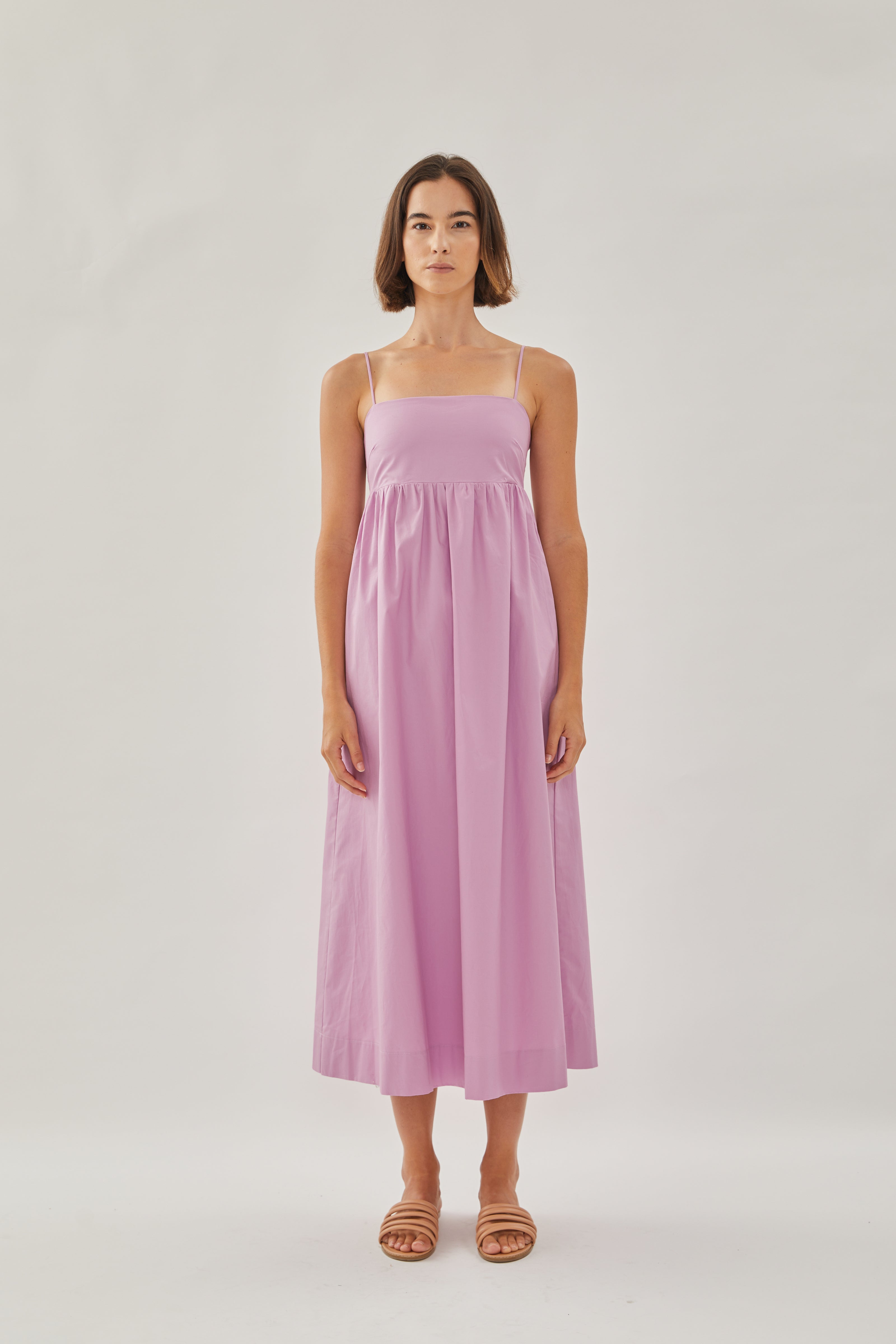 Cotton Cami Midi Dress in Hibiscus