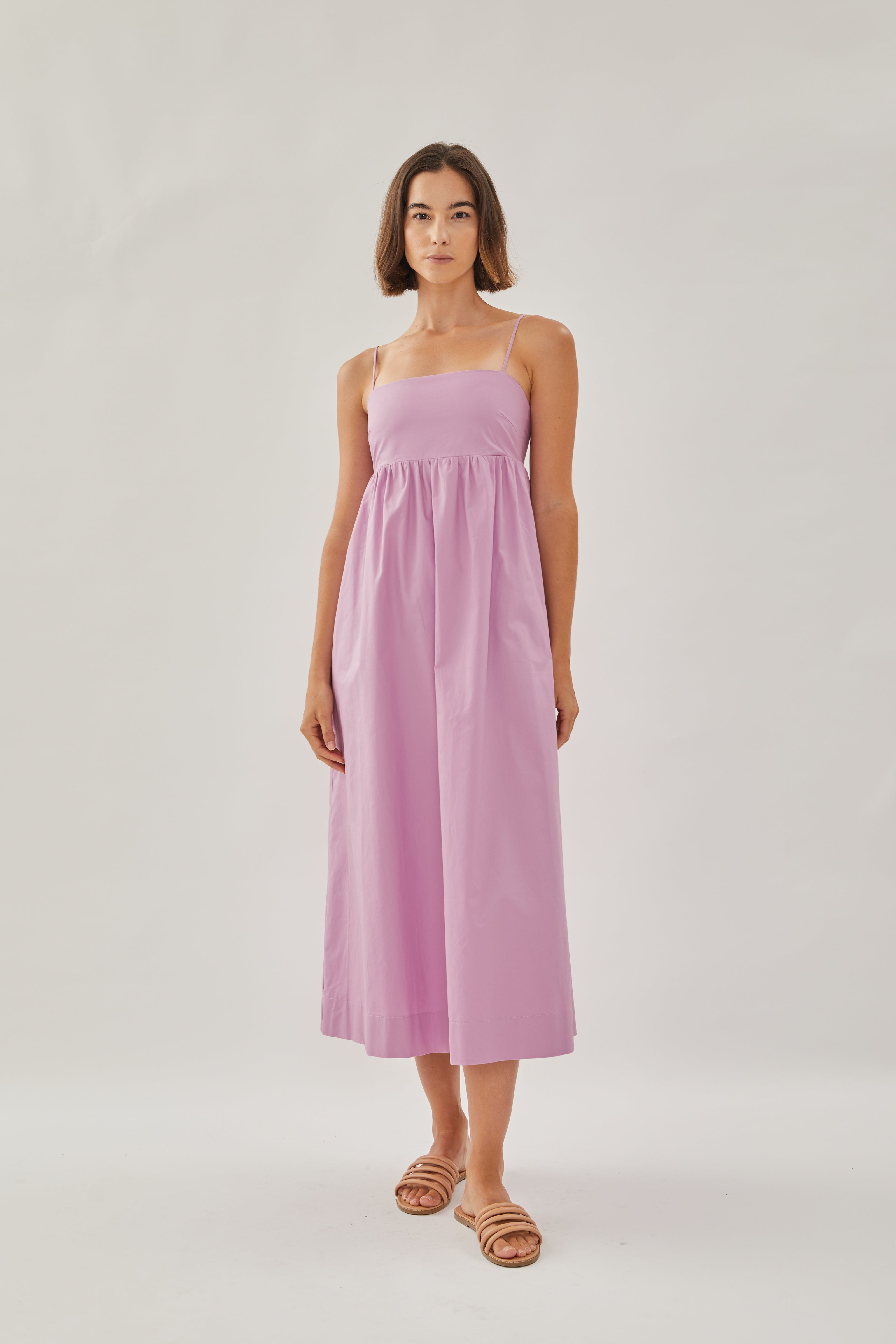 Cotton Cami Midi Dress in Hibiscus