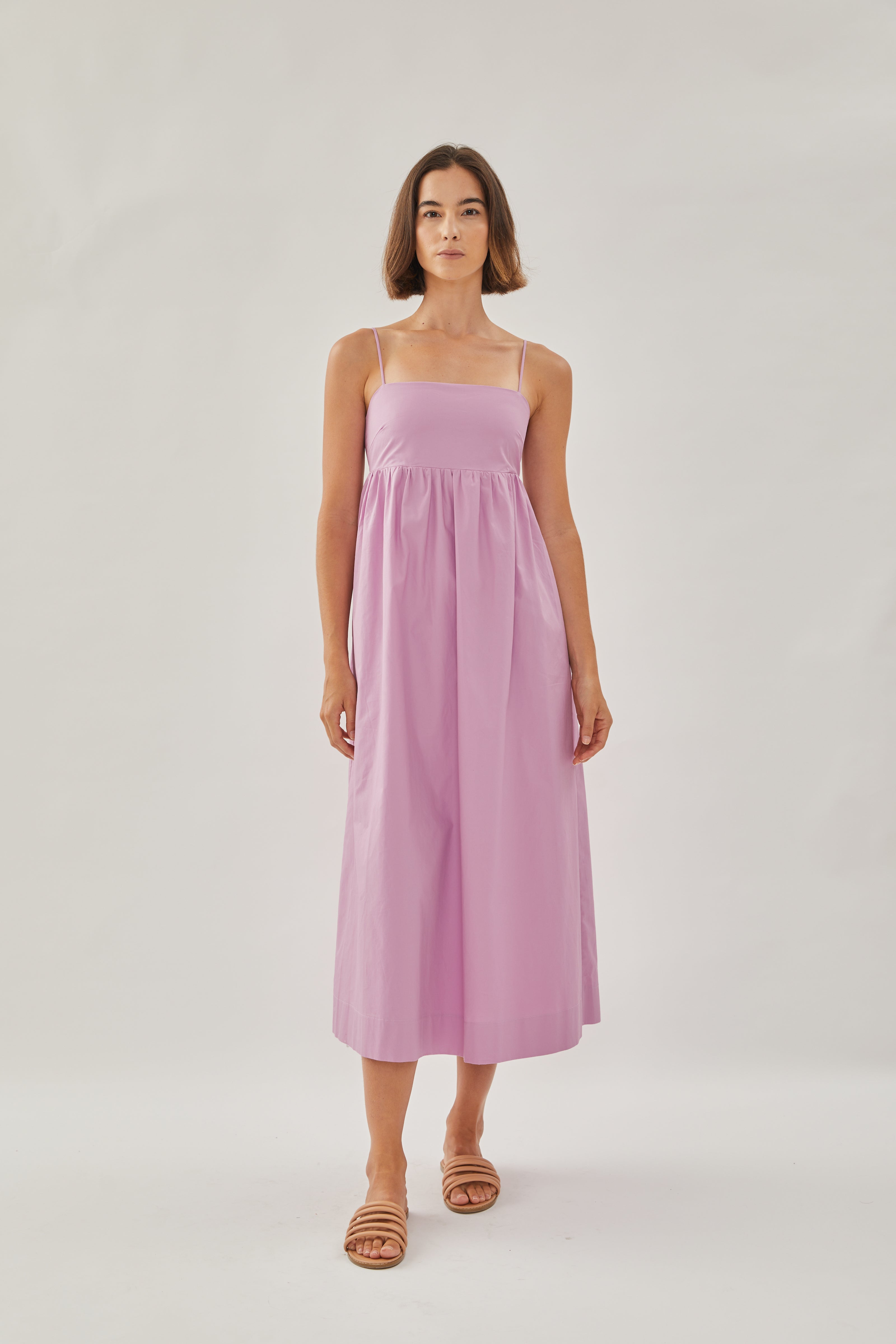 Cotton Cami Midi Dress in Hibiscus