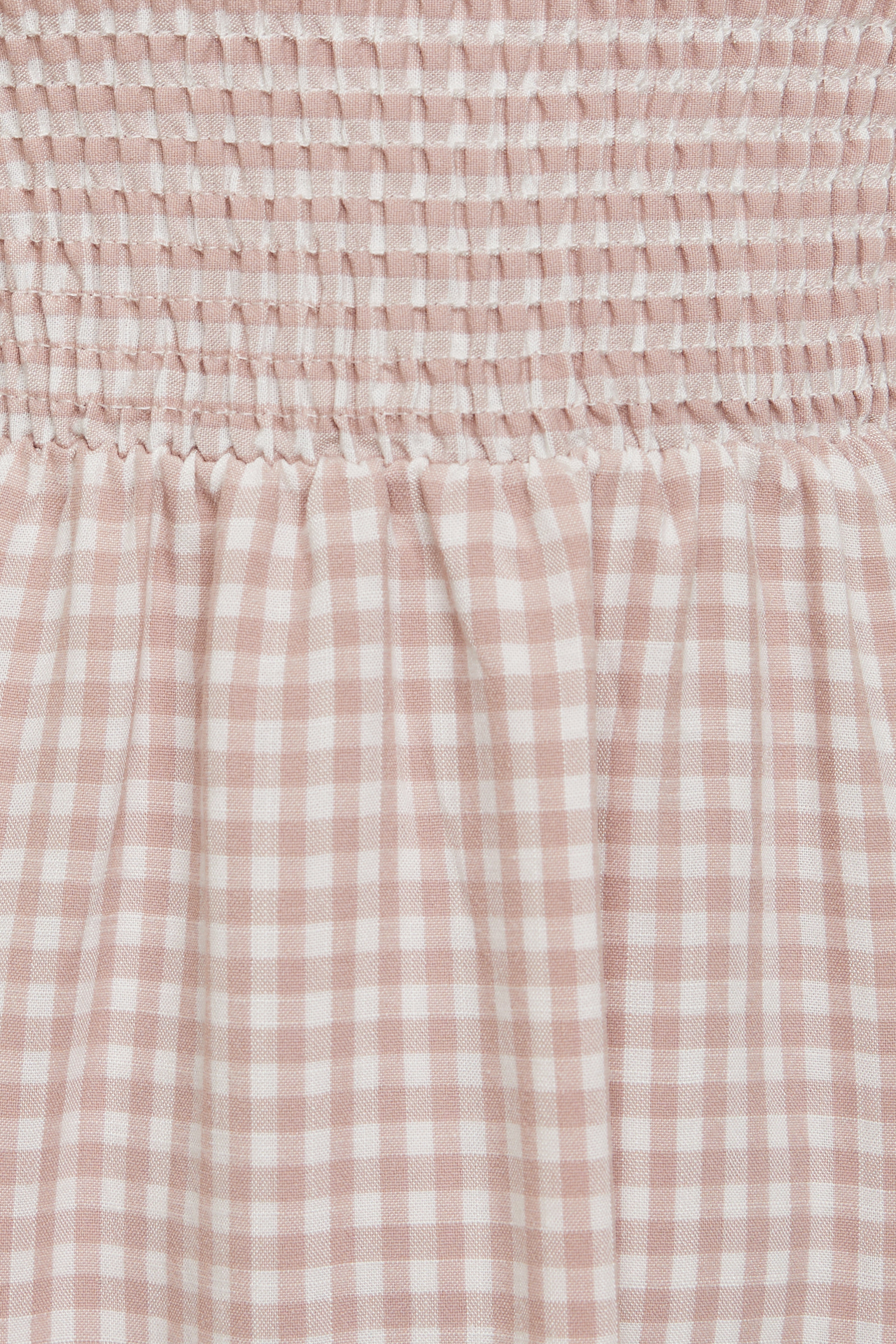 Puffed Sleeved Shirred Midi Dress in Gingham Pink