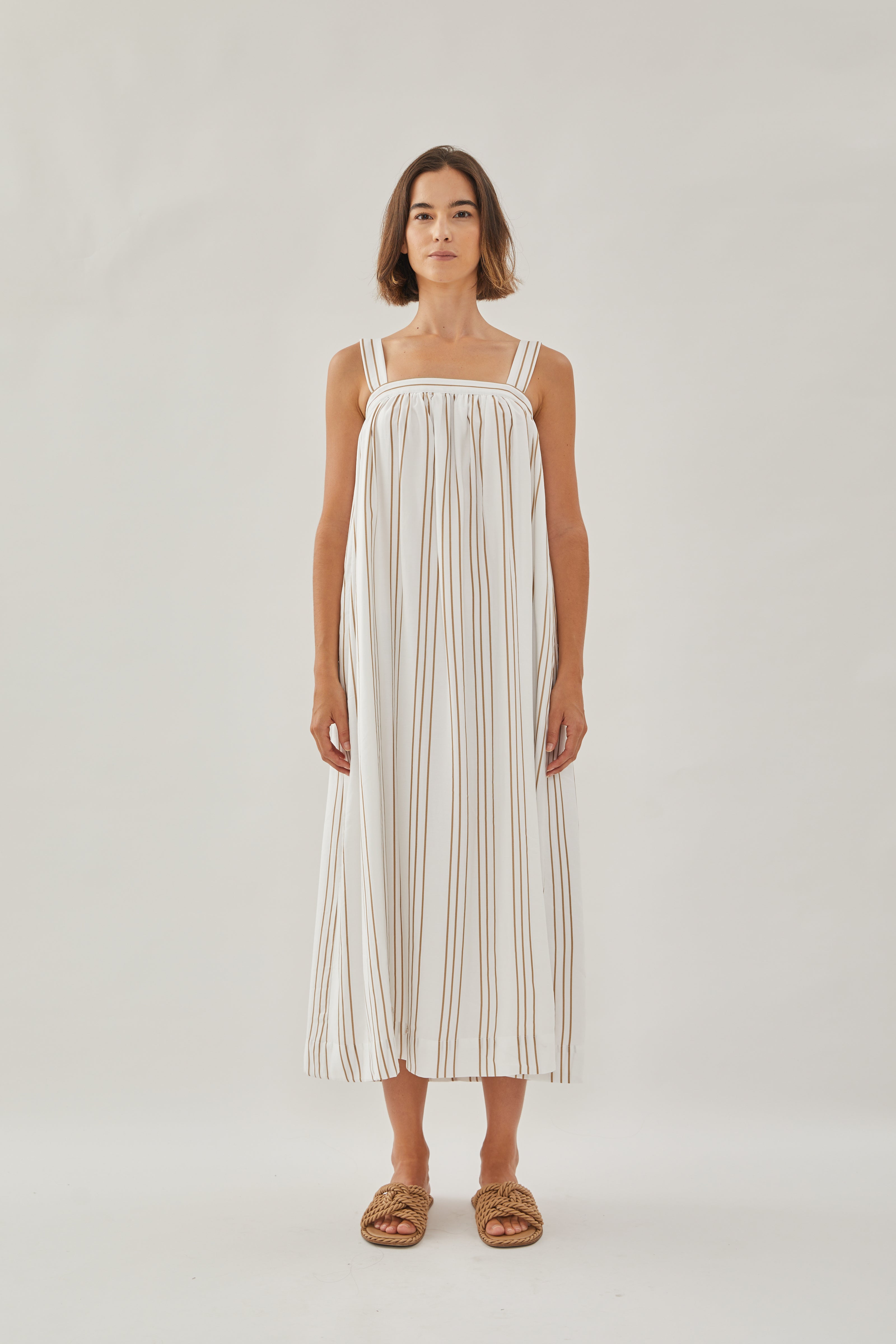 On the Hillside Maxi Dress in Stripe Tan