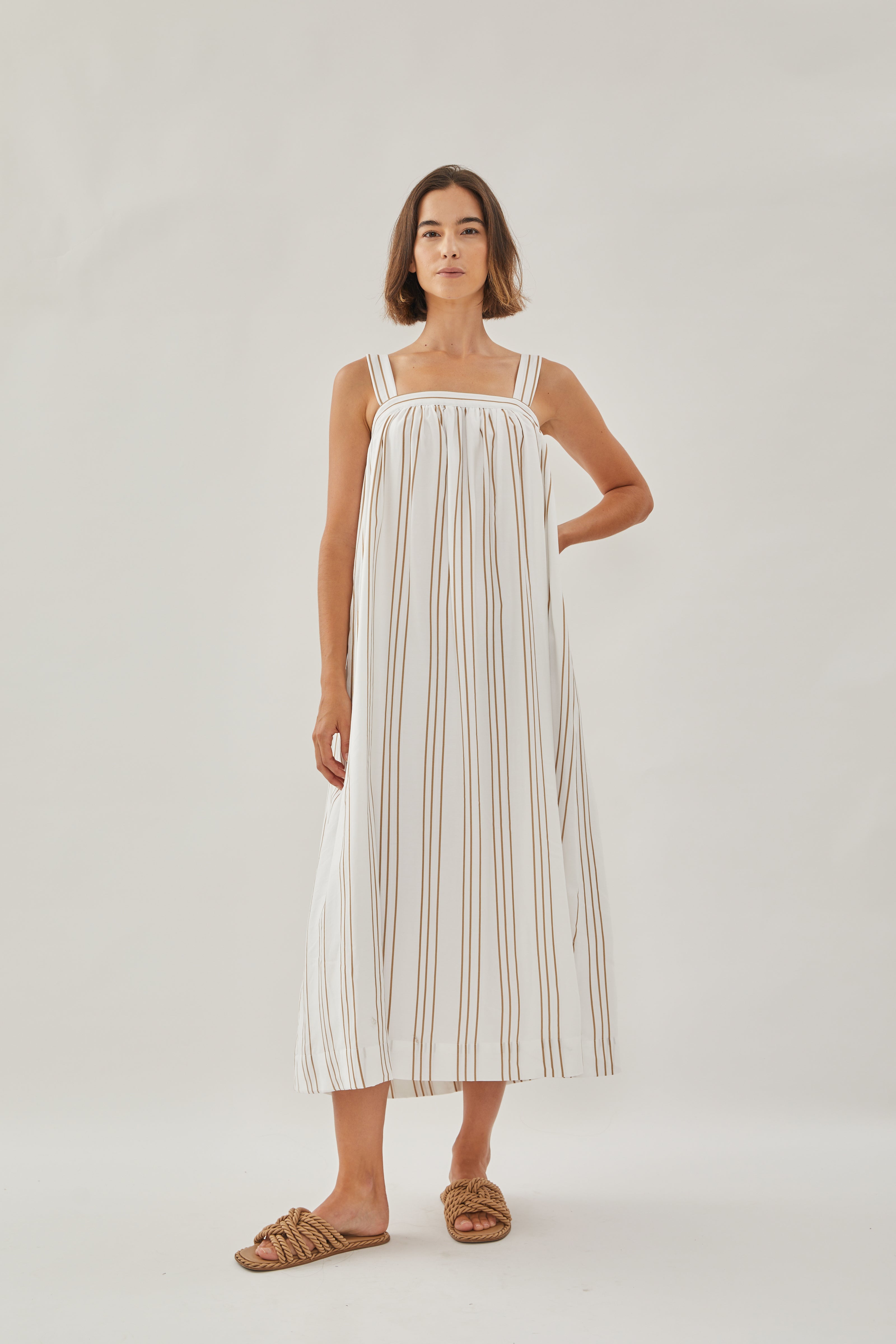 On the Hillside Maxi Dress in Stripe Tan